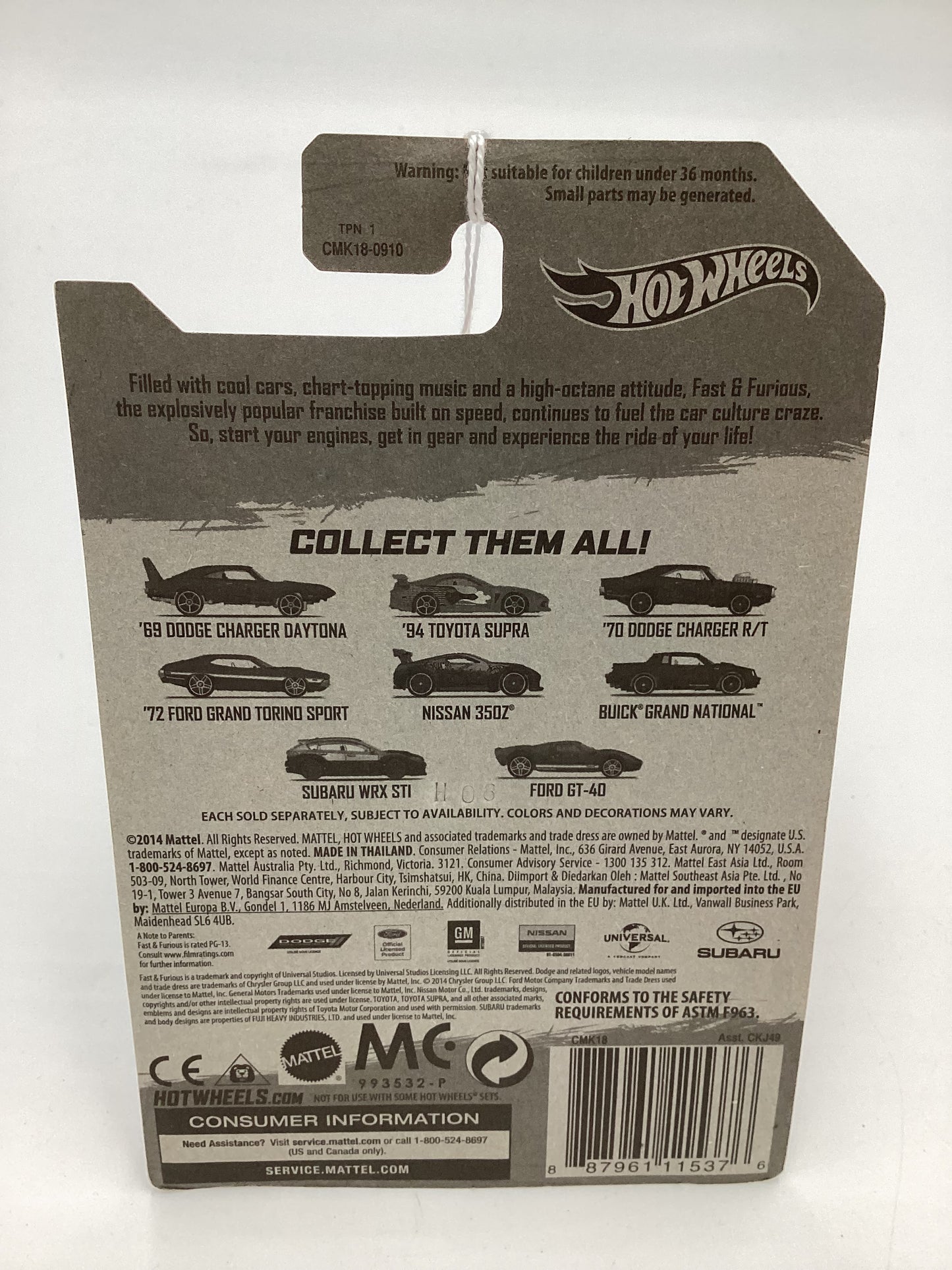 2015 Hot Wheels Fast & Furious 69 Dodge Charger Daytona Dark Red 69E