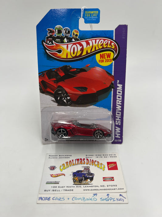 2013 Hot Wheels Showroom #180 Lamborghini Aventador J Red 102C