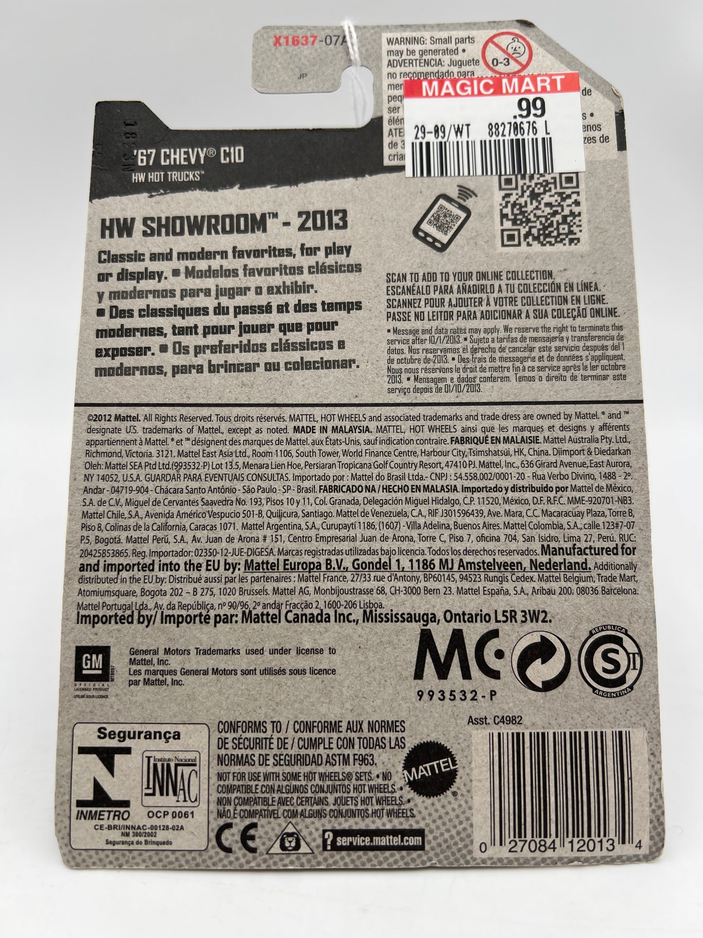 2013 Hot Wheels Showroom #170 67 Chevy C10 Red International Card