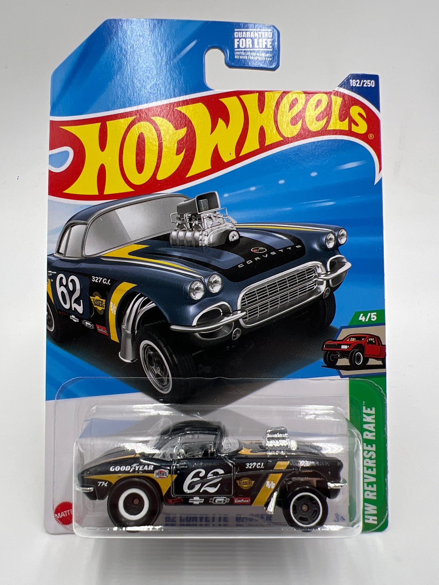 2025 Hot Wheels J Case Super Treasure Hunt #182 62 Corvette Gasser W/Protector