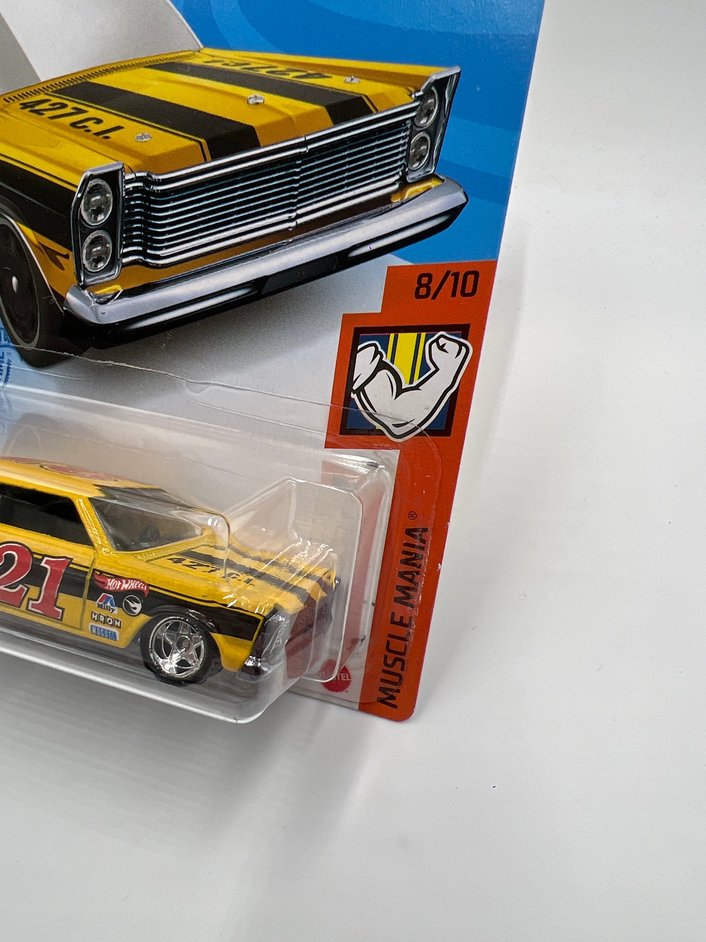 Hot Wheels Treasure Hunt 65 Ford Galaxie Yellow Wheel Swap Custom On Card W/Protector SR