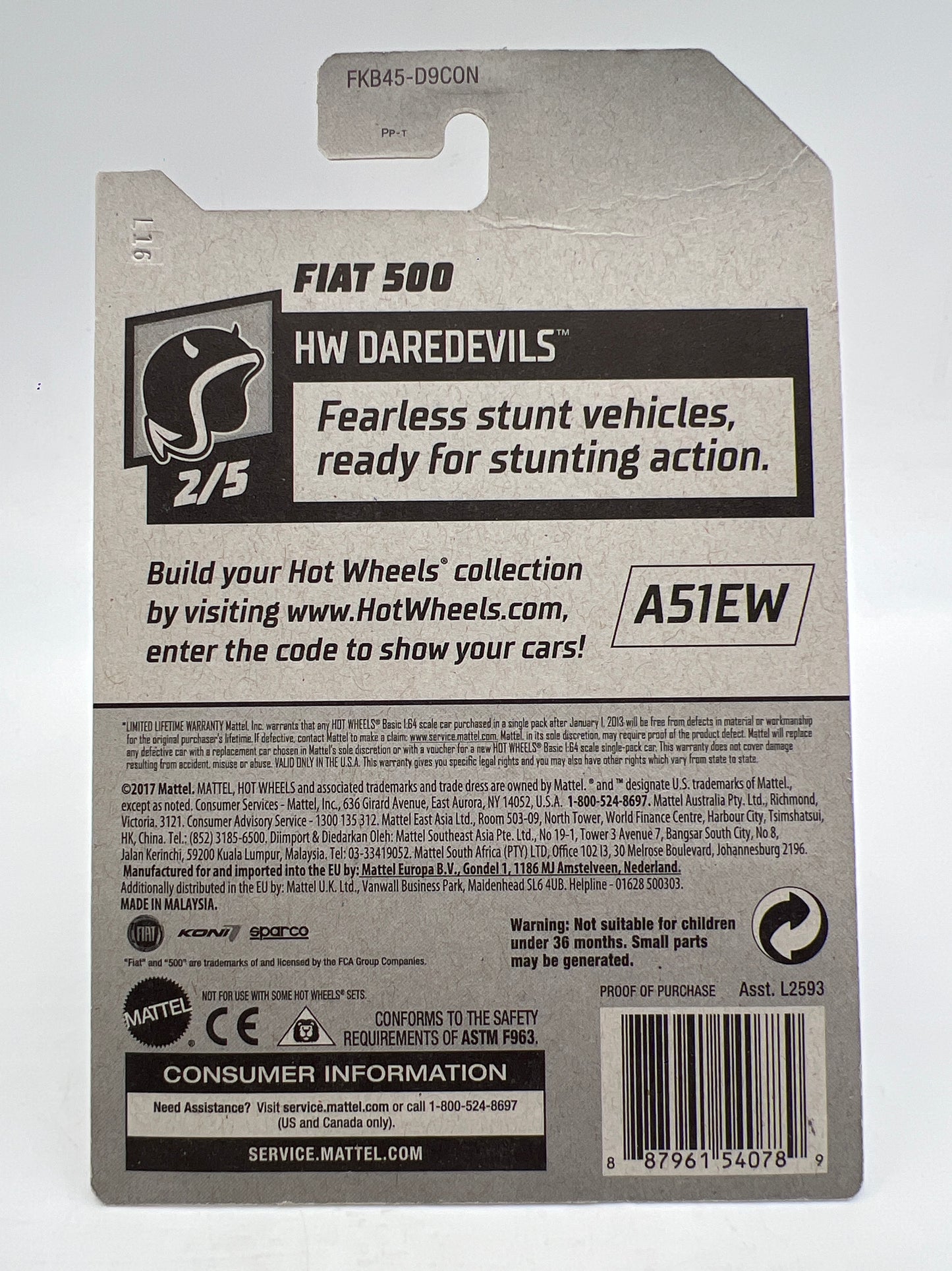 2018 Hot Wheels Factory Sealed Super Treasure Hunt Fiat 500 Orange W/Protector