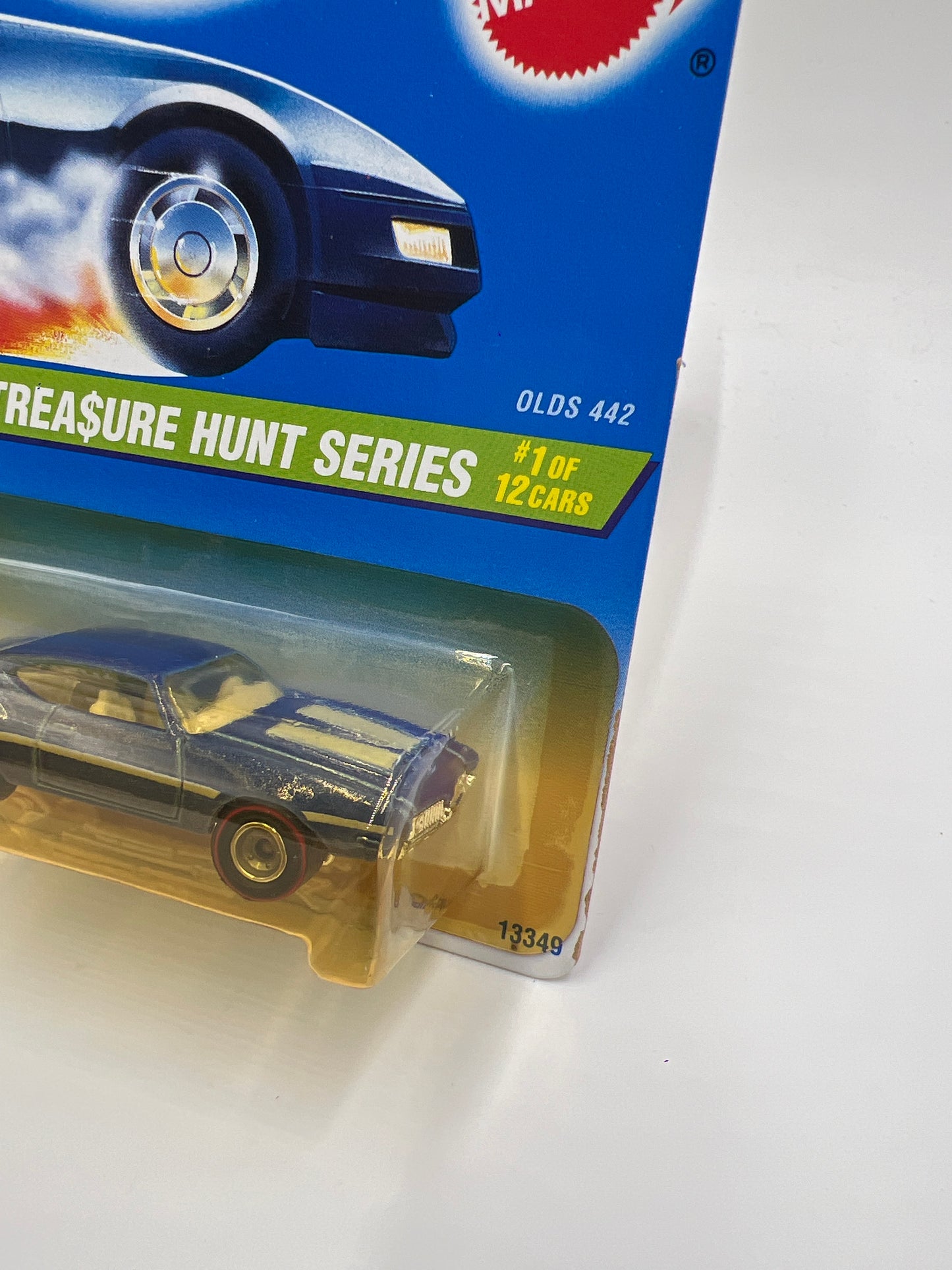 1995 Hot Wheels Treasure Hunt Series #1 Real Riders Olds 442 Blue W/Protector Blister Yellowed