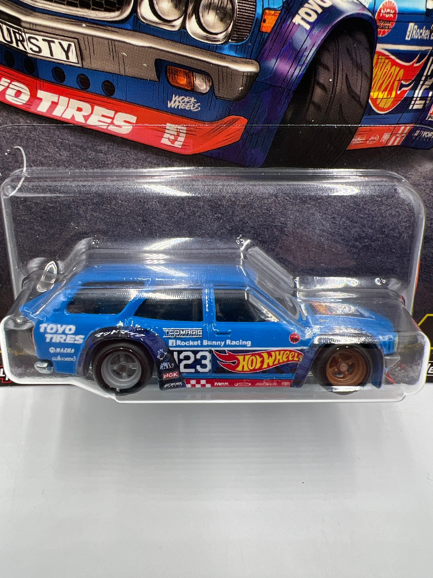 2025 Hot Wheels Premium Ronin Run II #3 Mad Mike Mazda RX-3 Wagon Blue 259i