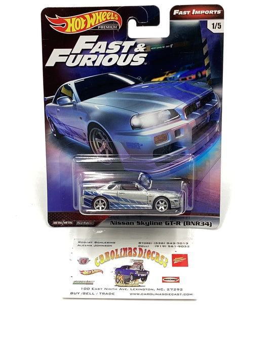 Hot Wheels fast and furious fast imports #1 nissan skyline gt-R bnr34 with protector
