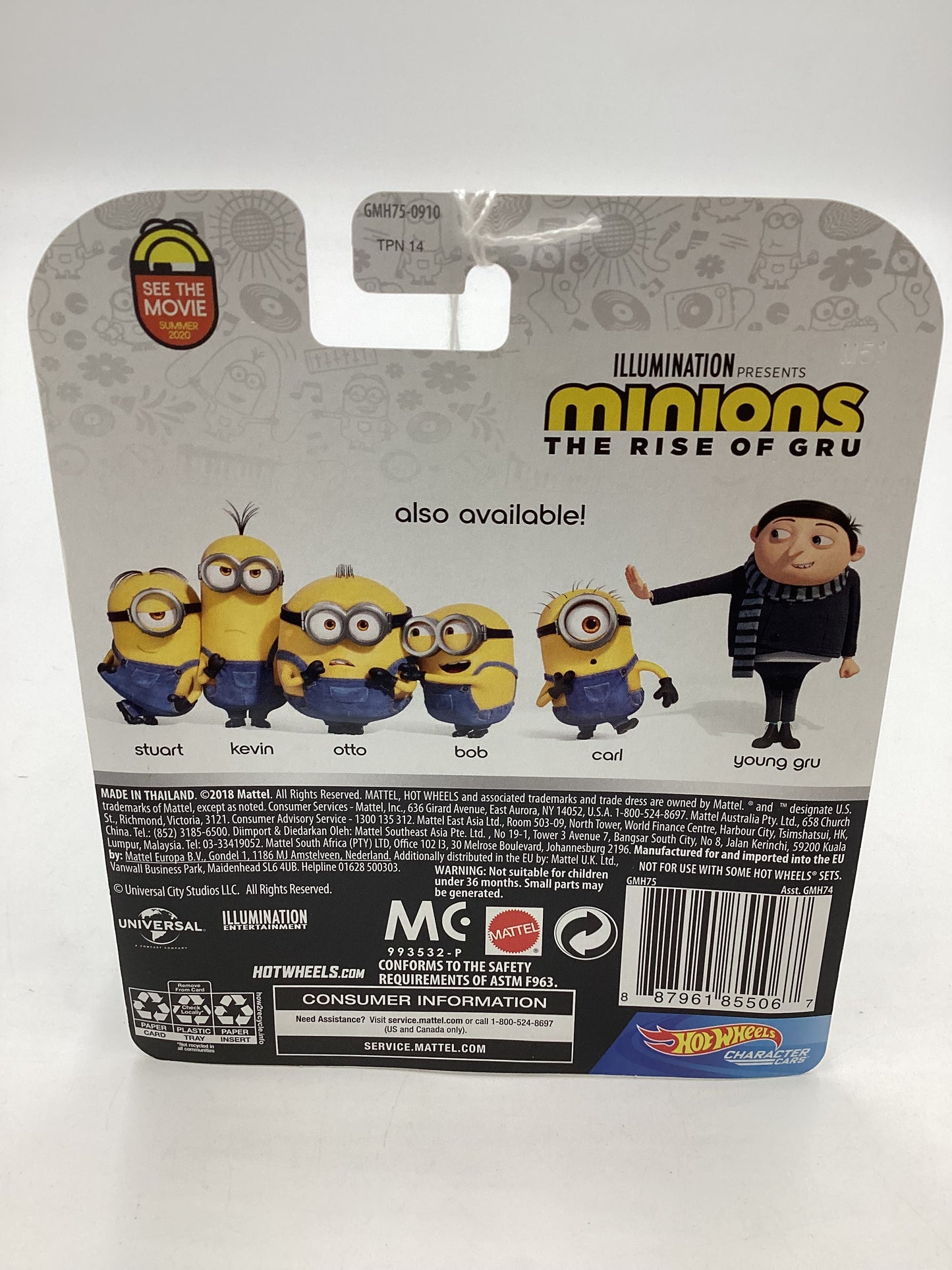 2018 Hot Wheels Character cars Minions Young Gru 6/6 112A