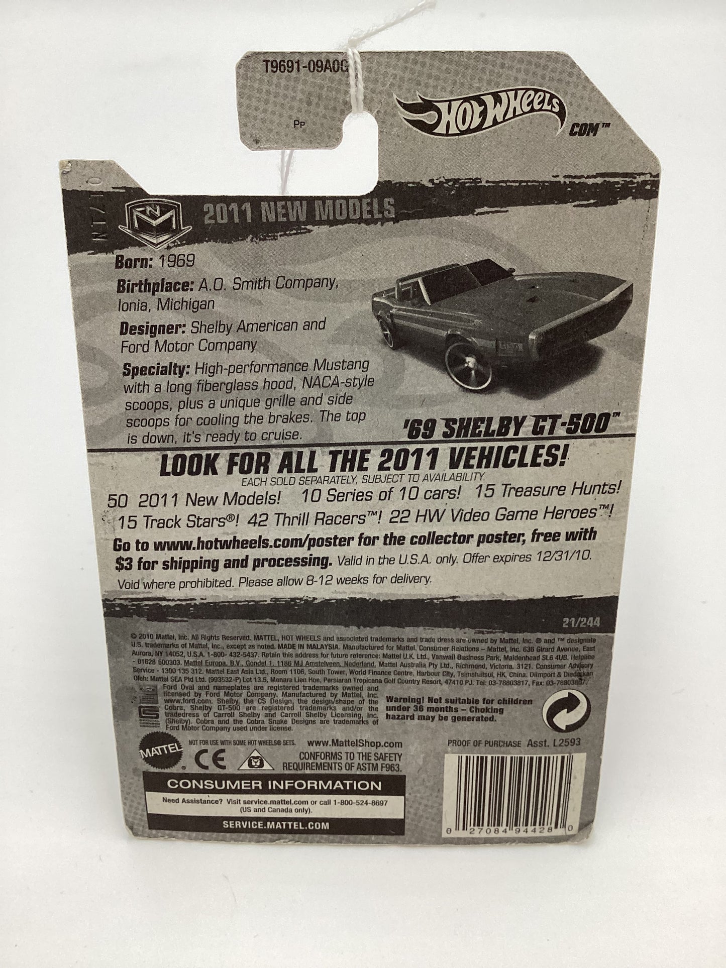 2011 Hot Wheels #21 69 Shelby GT-500 Red 25D