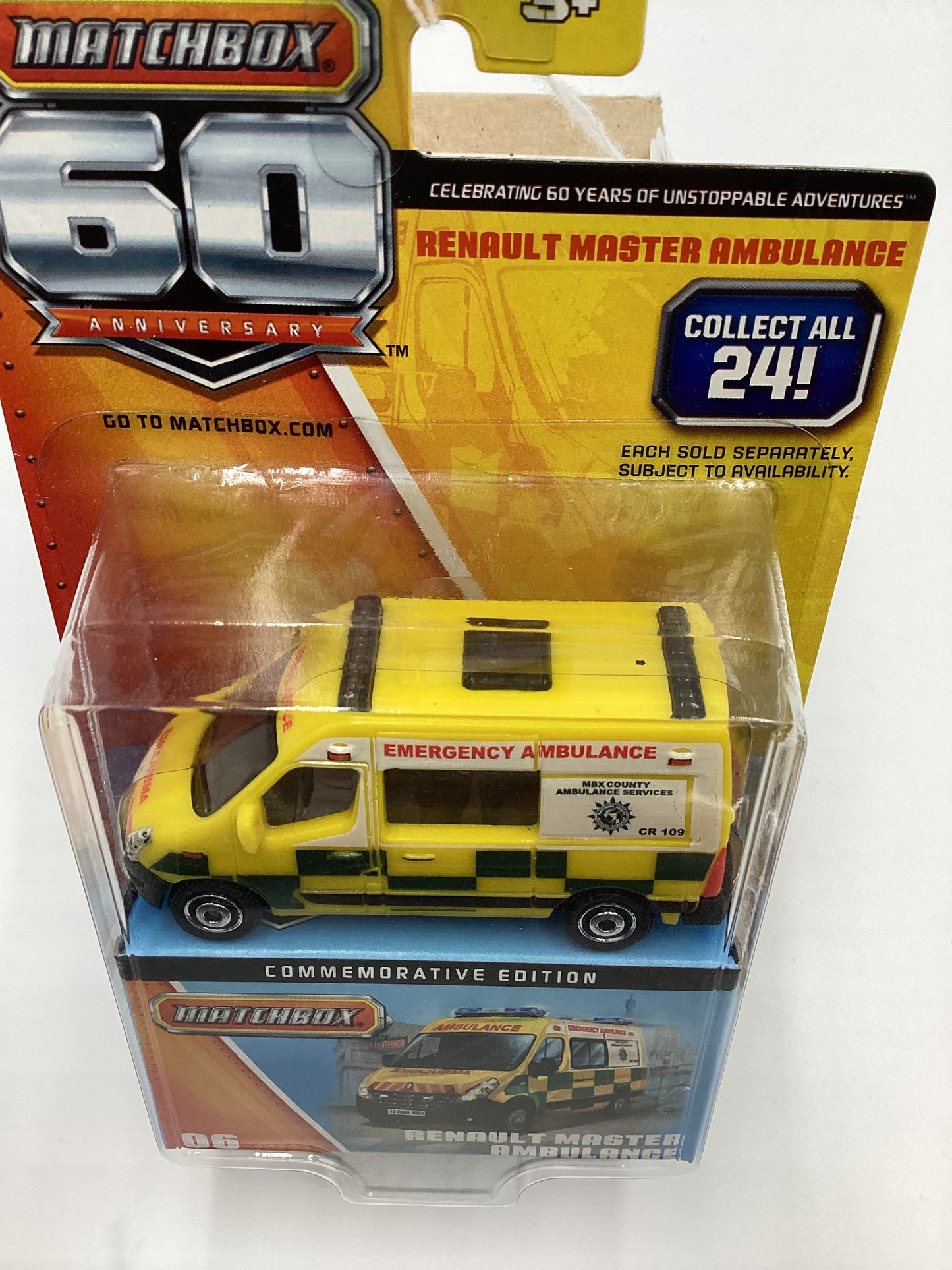 2013 Matchbox 60th anniversary #06 Renault Master Ambulance Yellow 172A