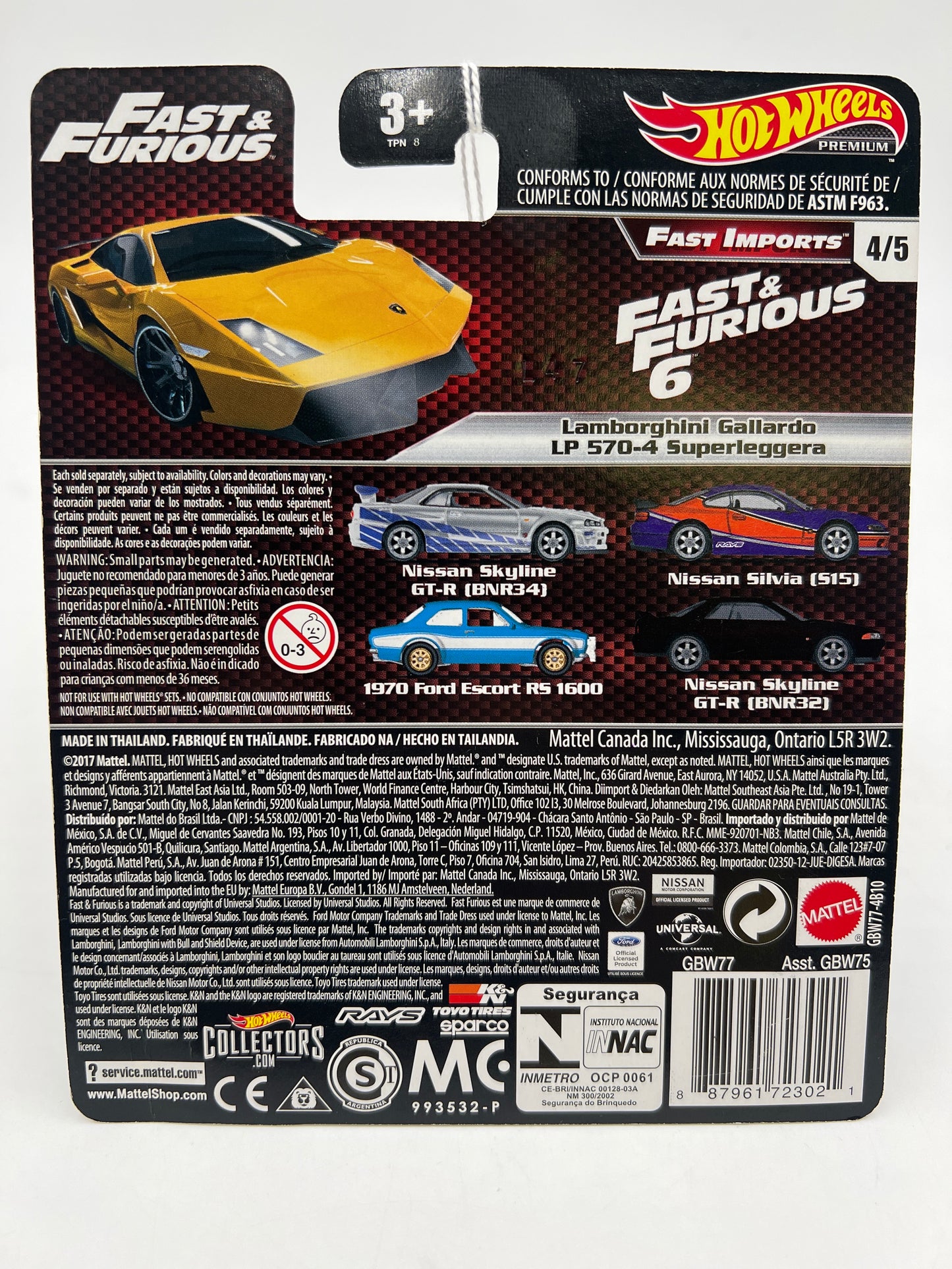 Hot Wheels Fast & Furious Fast Imports #4 Lamborghini Gallardo LP 570-4 Superleggera Yellow 247A