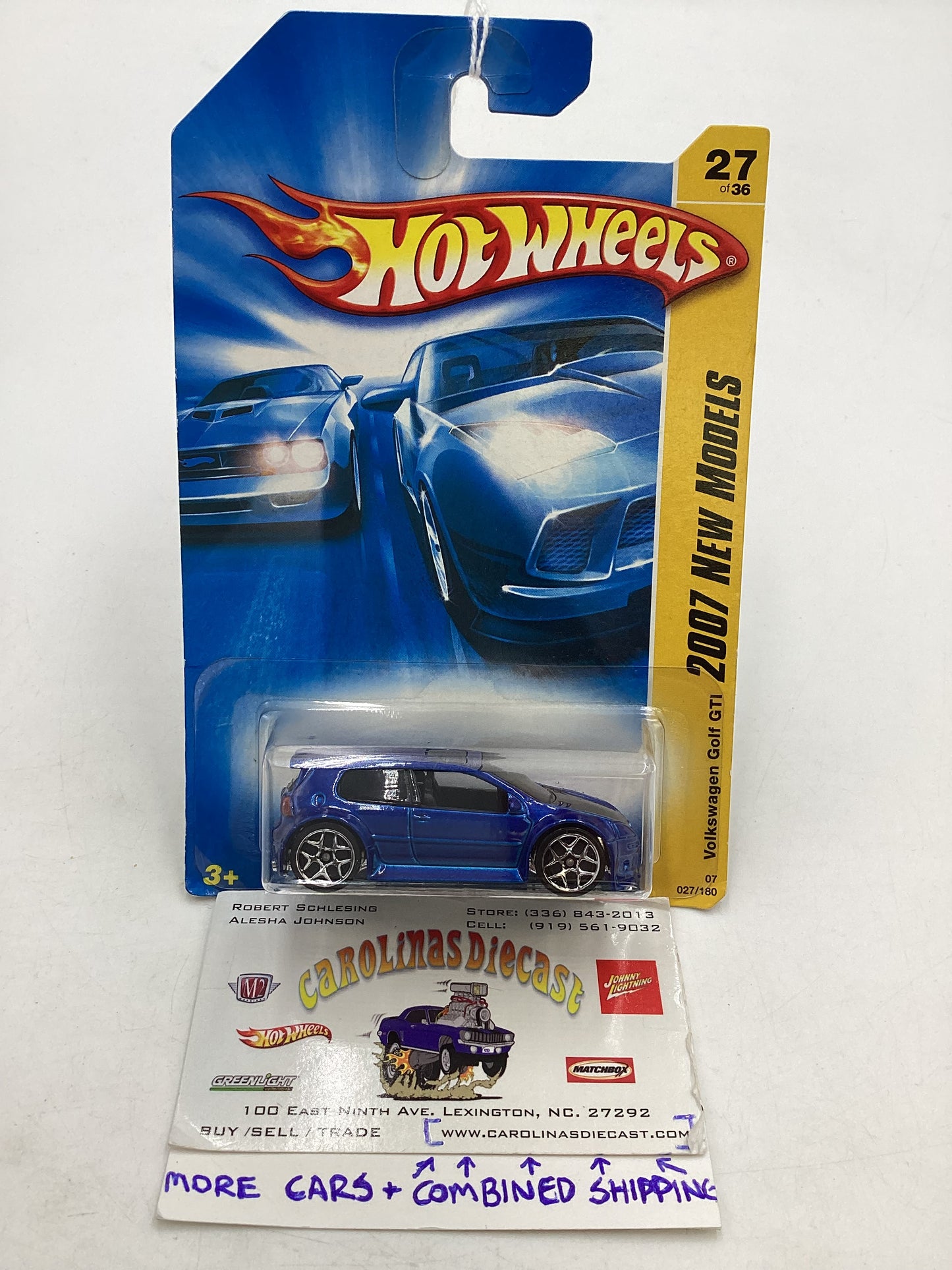 2007 Hot Wheels #027 Volkswagen Golf GTI Blue 99B