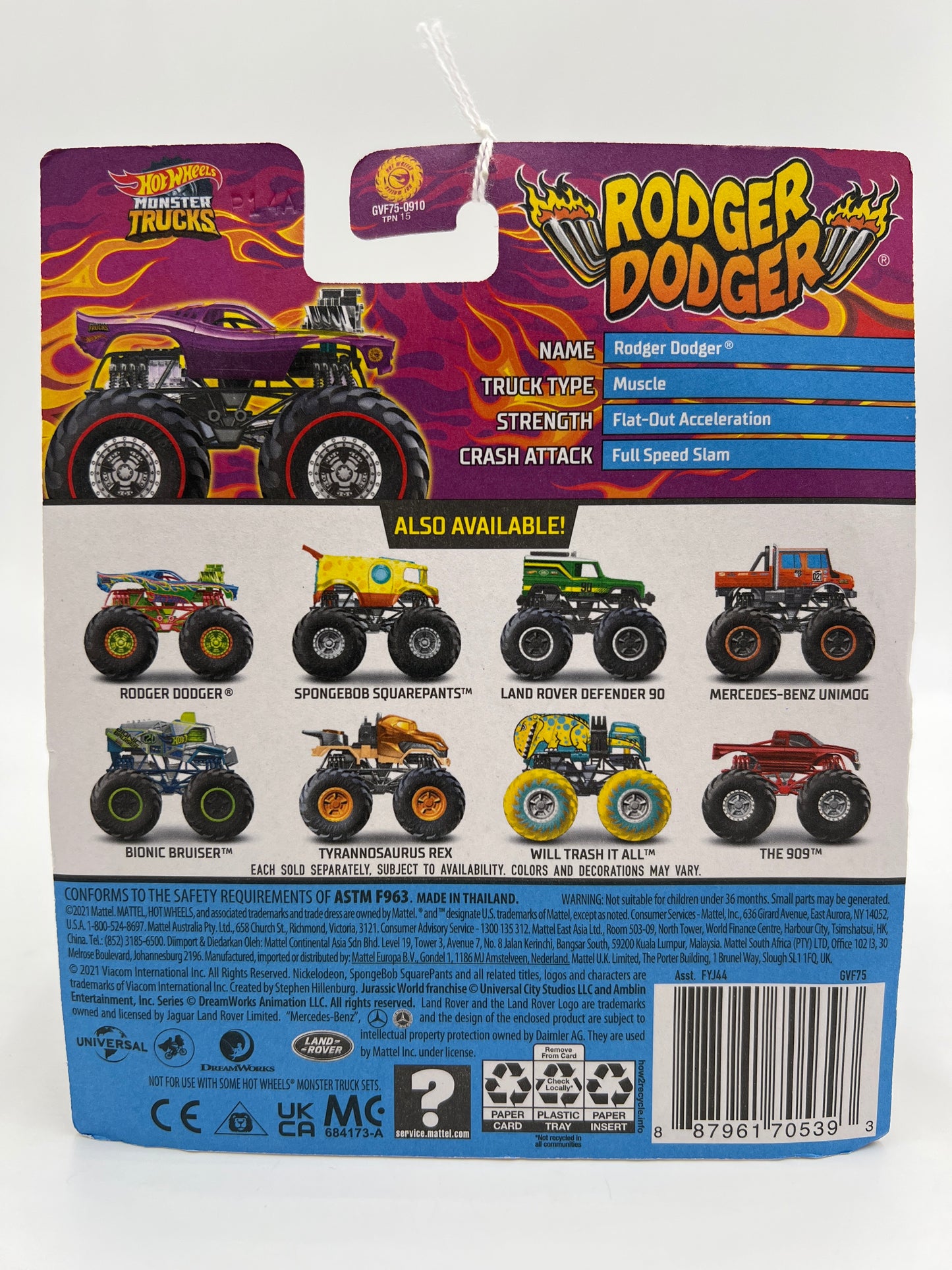 2021 Hot Wheels Monster Trucks Treasure Hunt Rodger Dodger