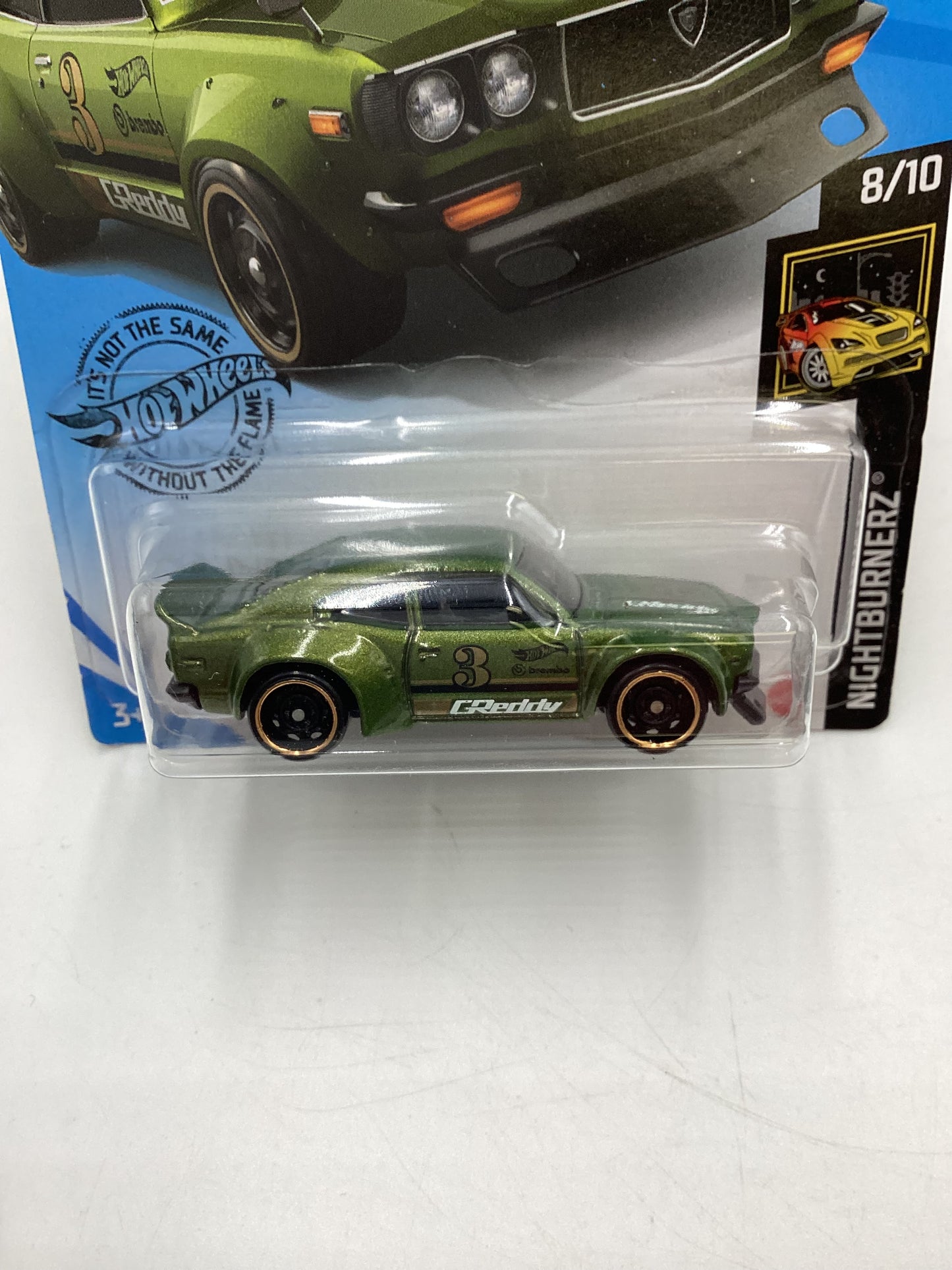 2020 Hot wheels Nightburnerz #243 91 Mazda RX-3 Green 87C