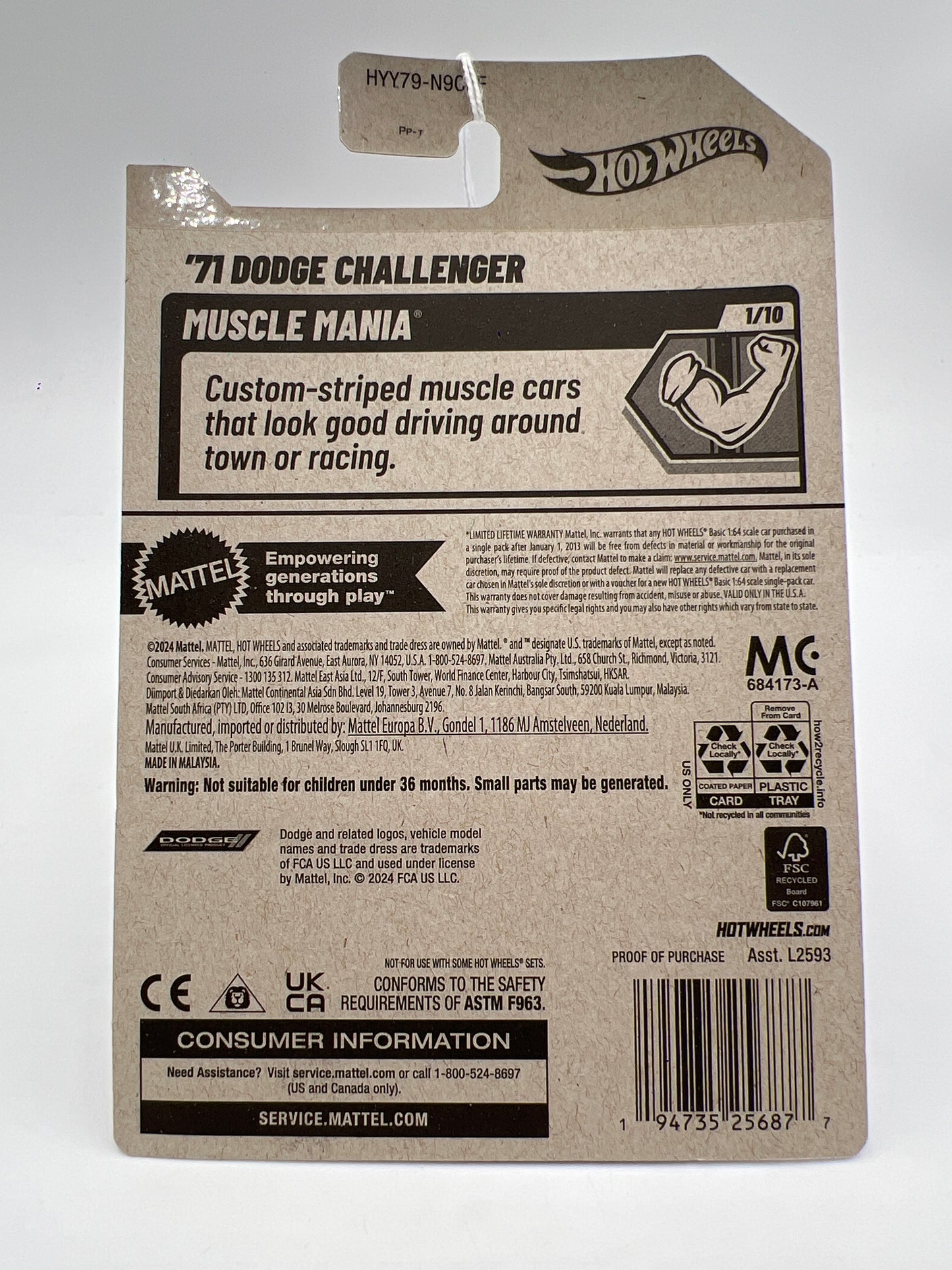 2025 Hot Wheels F Case Muscle Mania #131 71 Dodge Challenger Orange 42B