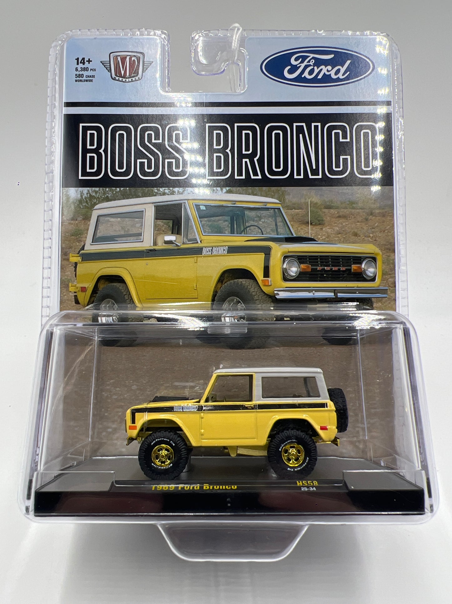M2 Machines Hobby Exclusive CHASE 1969 Ford Bronco Yellow HS58