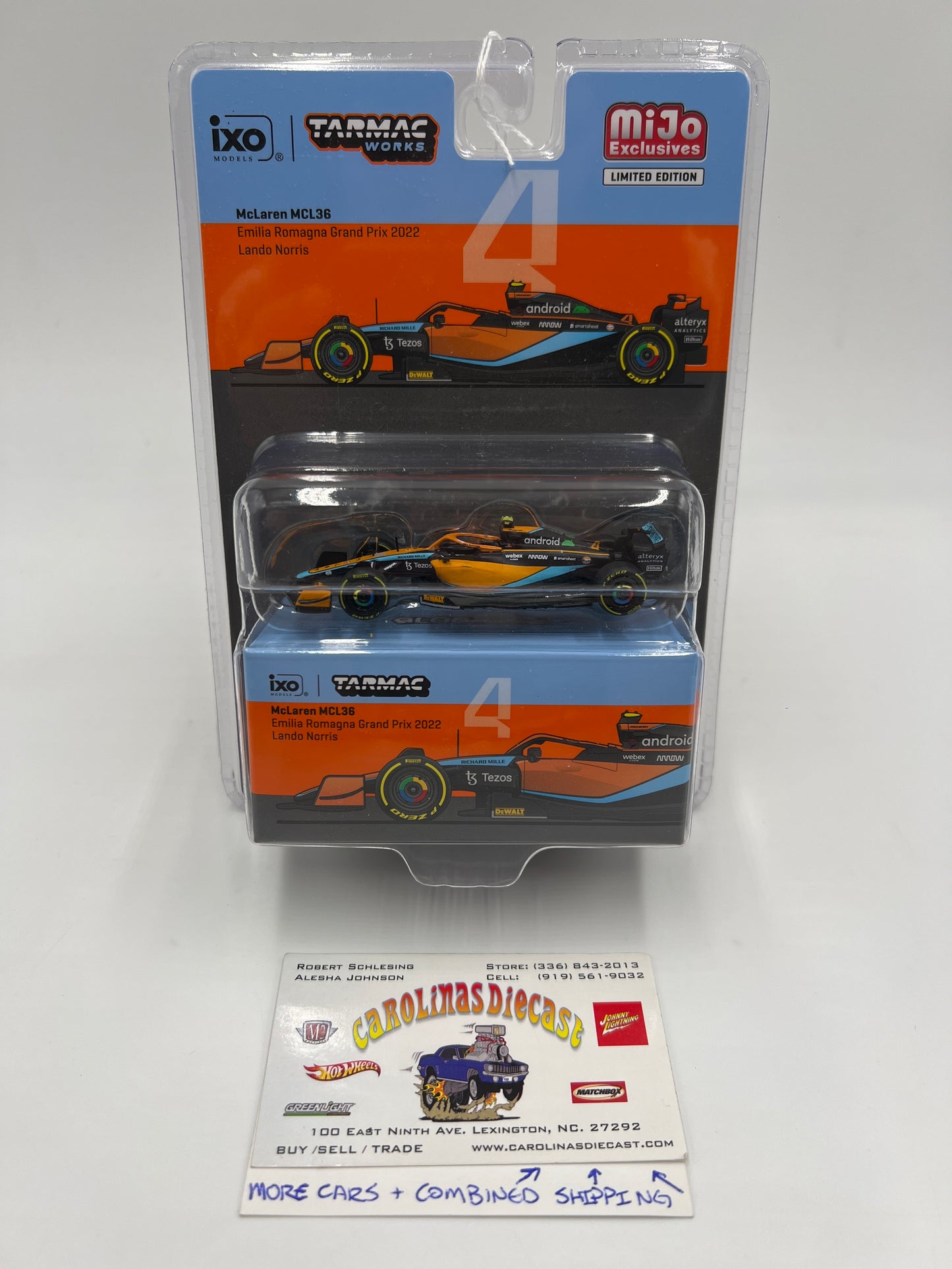 Tarmac Works X IXO Models Mijo Exclusives 2022 Grand Prix Lando Norris #4 Android McLaren MCL36