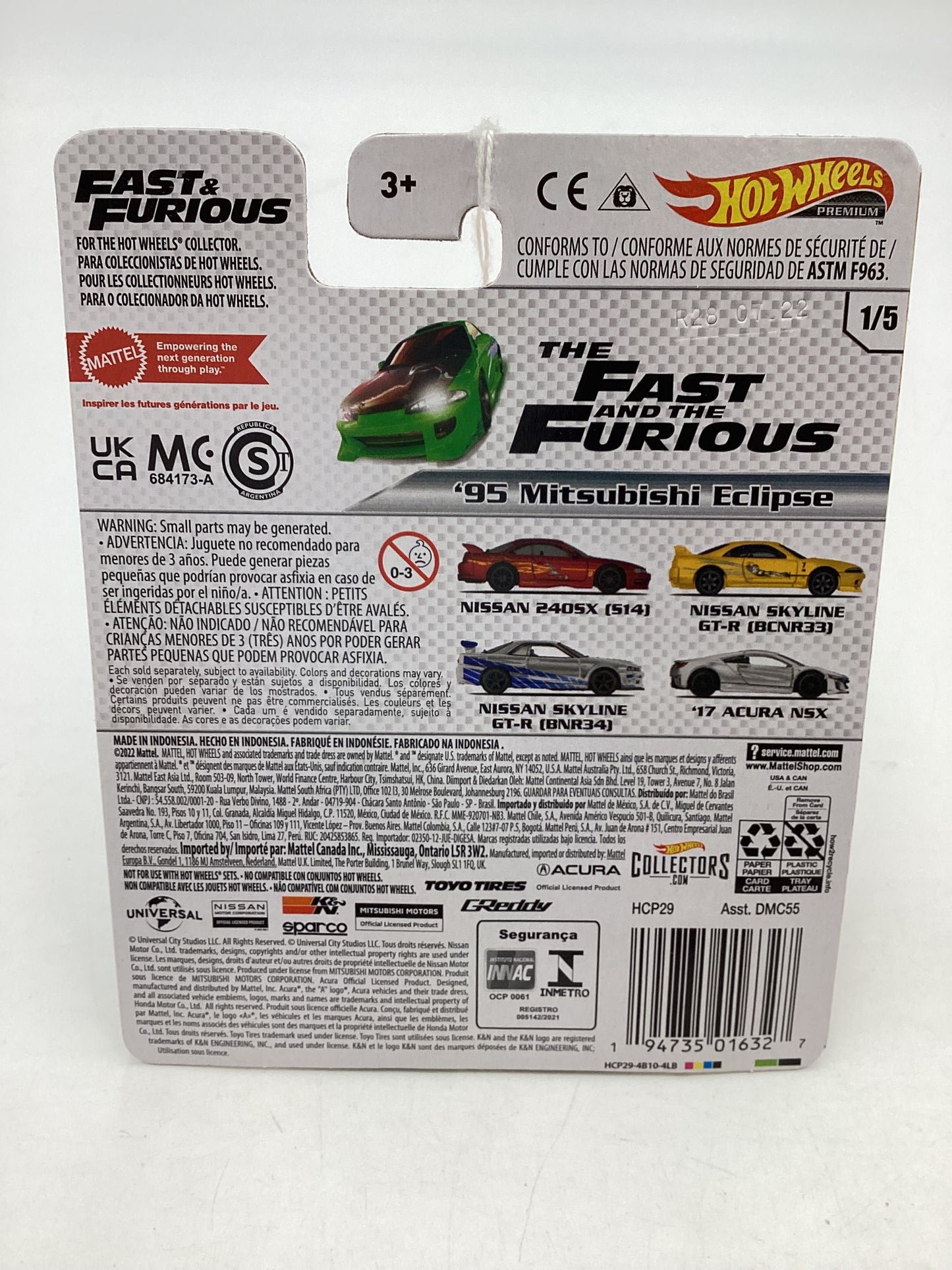 2022 Hot wheels Fast and furious #1 95 Mitsubishi Eclipse Green