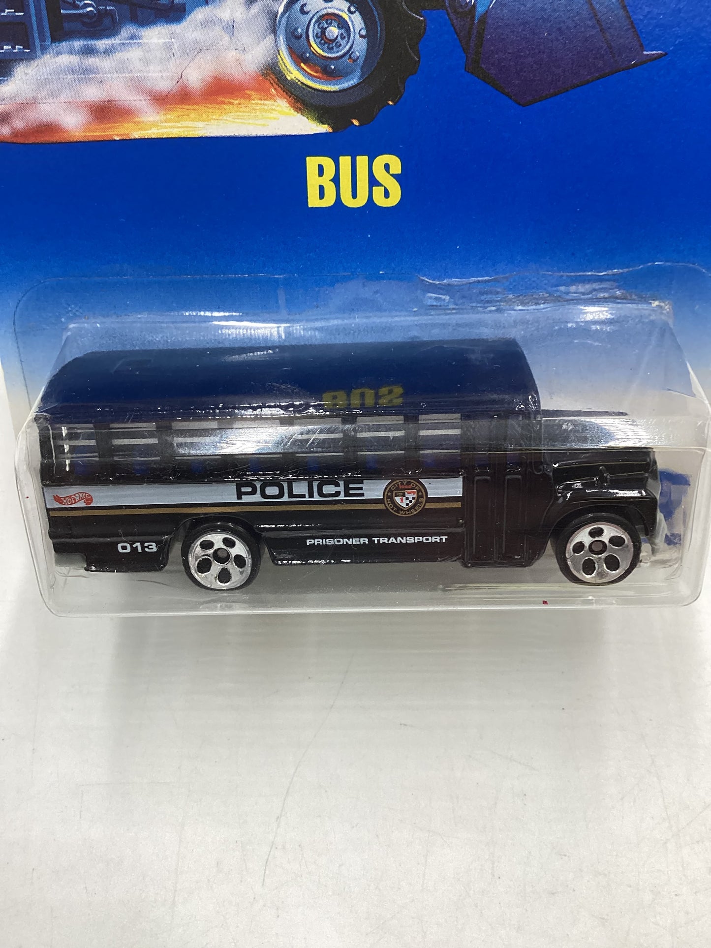 Hot Wheels Blue Card Collector No. 72 School Bus Police Black 5 Dot wheels 239B