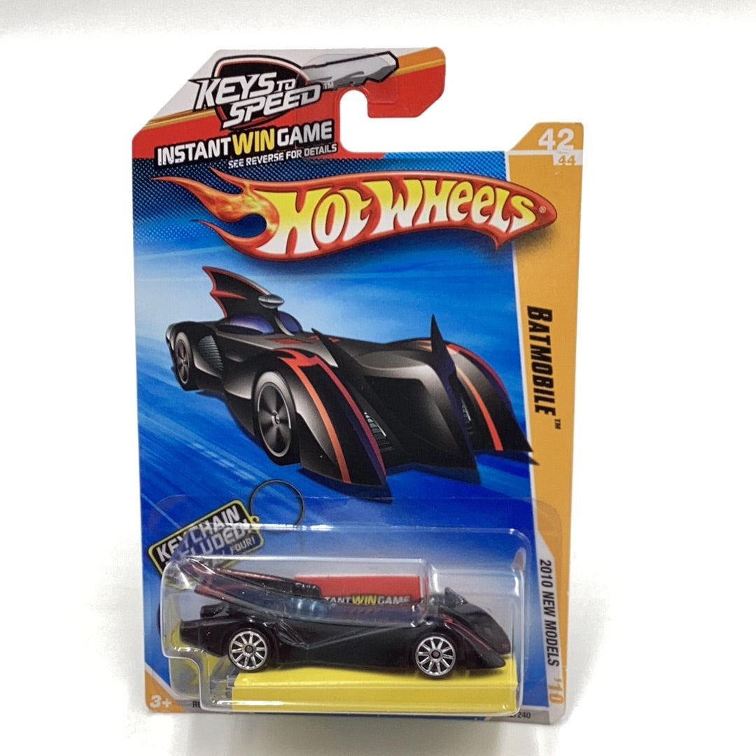 2010 hot wheels #42 Batmobile keys to speed card back W/ Bone Shaker Keychain