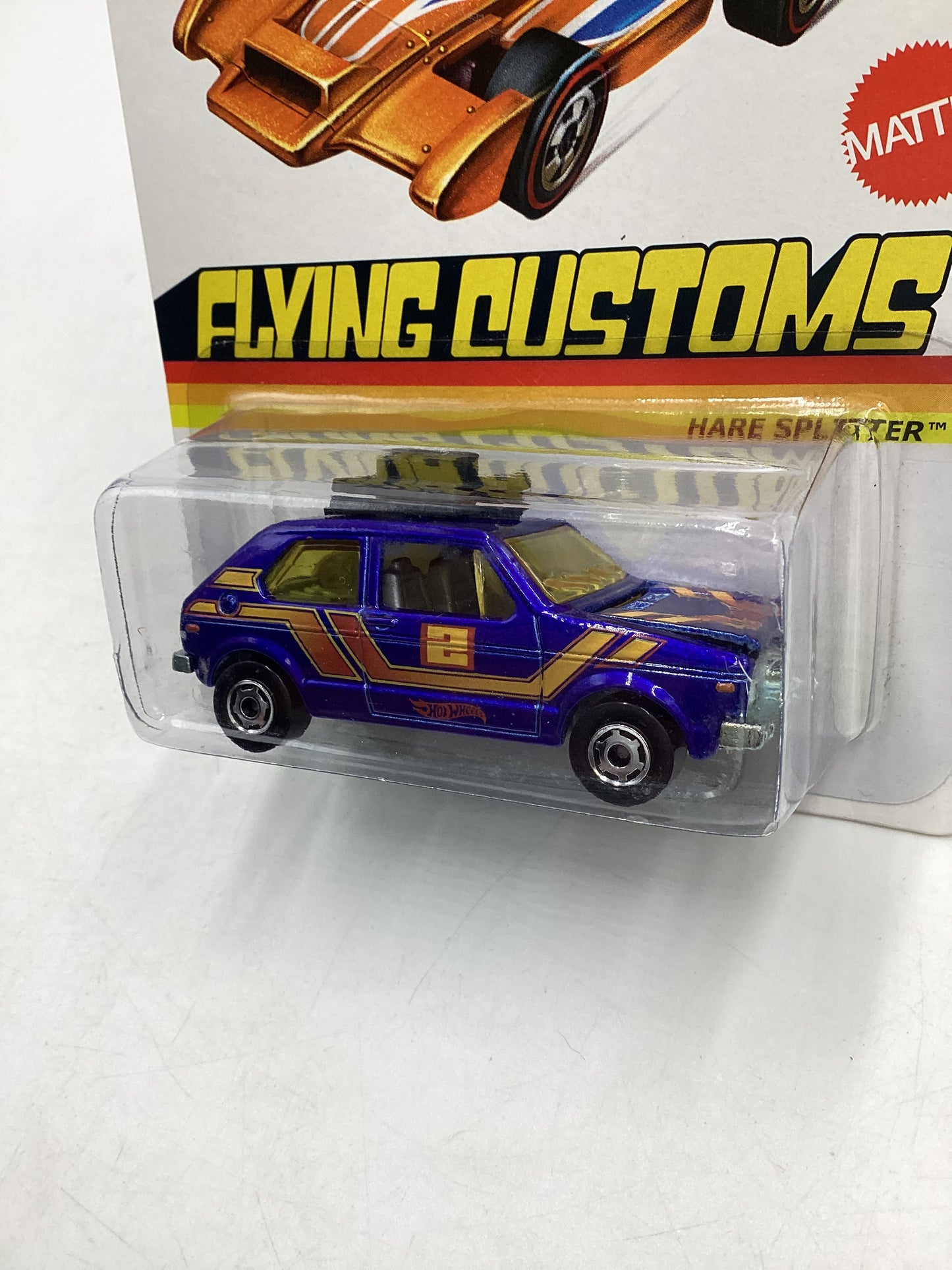 2012 Hot Wheels Flying Customs Hare Splitter Blue Cracked Blister 156A