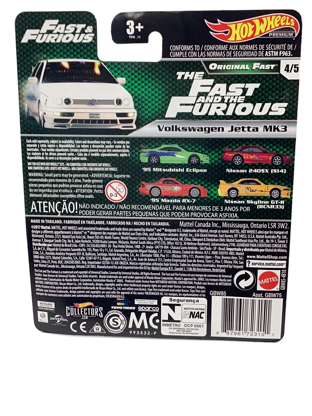 Hot wheels premium fast and furious Original Fast Volkswagen Jetta MK3 4/5 W/ protector