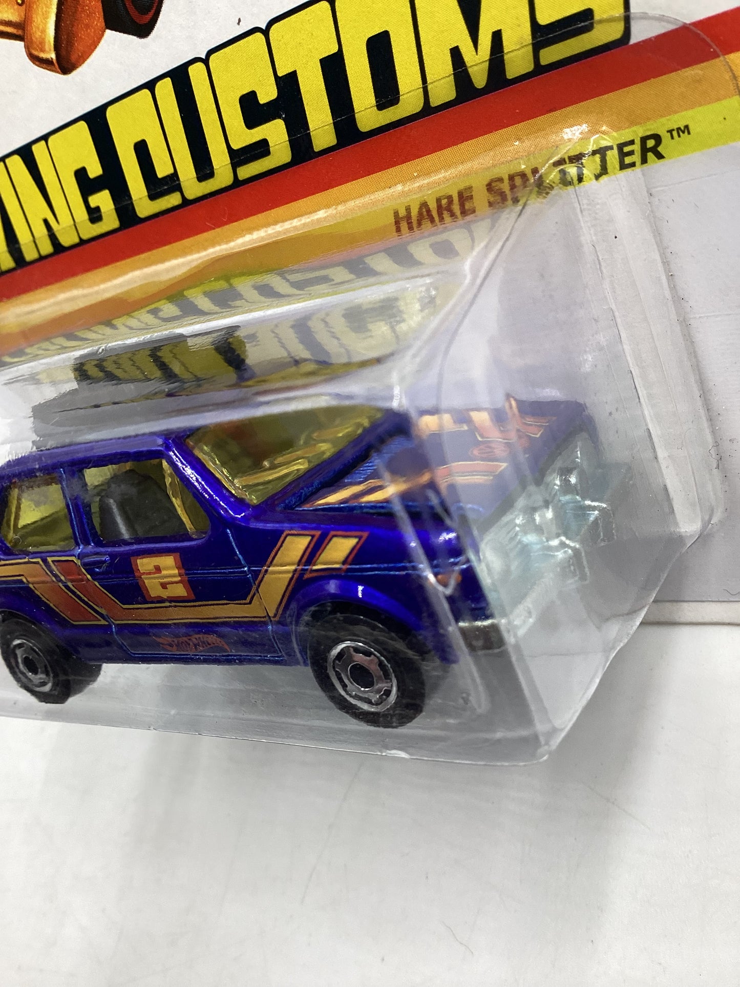 2012 Hot Wheels Flying Customs Hare Splitter Blue Cracked Blister 156A