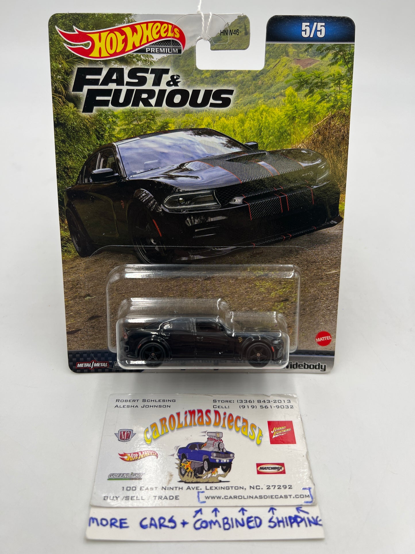 Hot Wheels Fast & Furious #5 Dodge Charger SRT Hellcat Widebody Black 246H