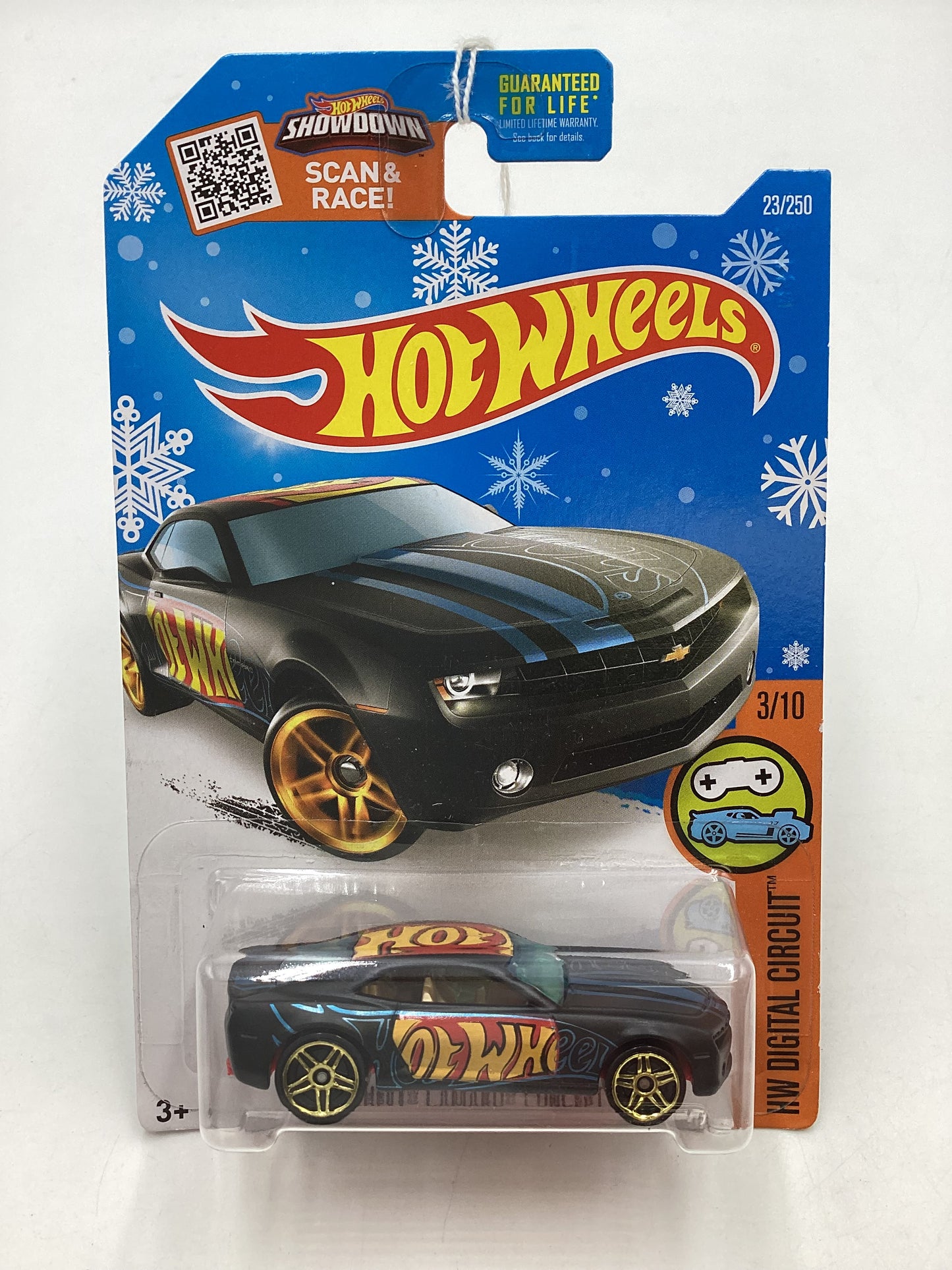 2016 Hot wheels Target Exclusive #23 Chevy Camaro Concept Black Snowflake Card 234A