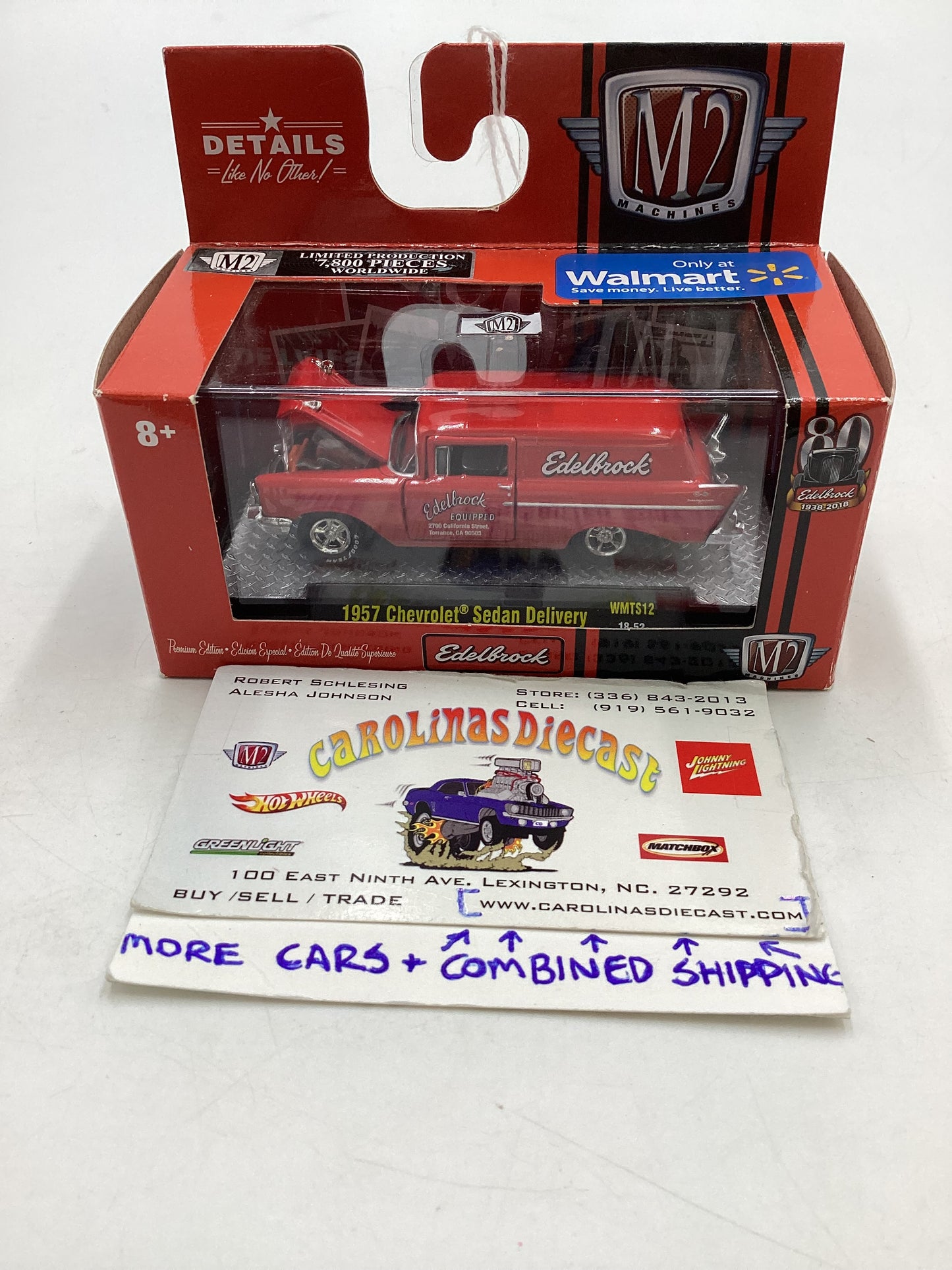 M2 Machines Walmart Exclusive Edelbrock 1957 Chevrolet Sedan Delivery Red WMTS12