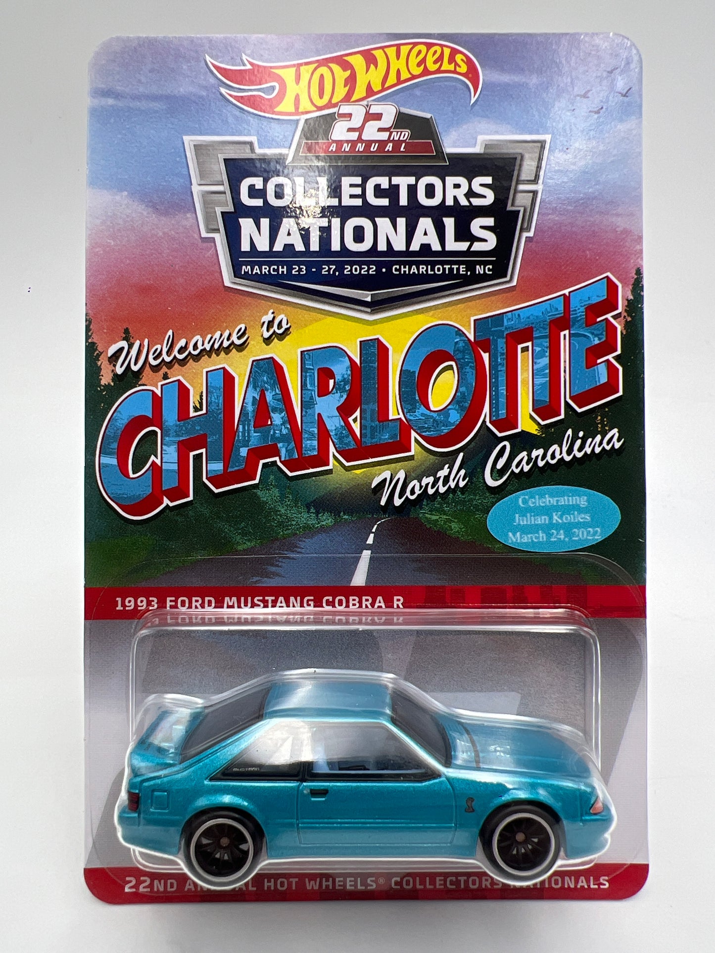2022 Hot Wheels 22th Collectors Nationals Dinner Sticker 1993 Ford Mustang Cobra R W/Patch & Pin W/Protector