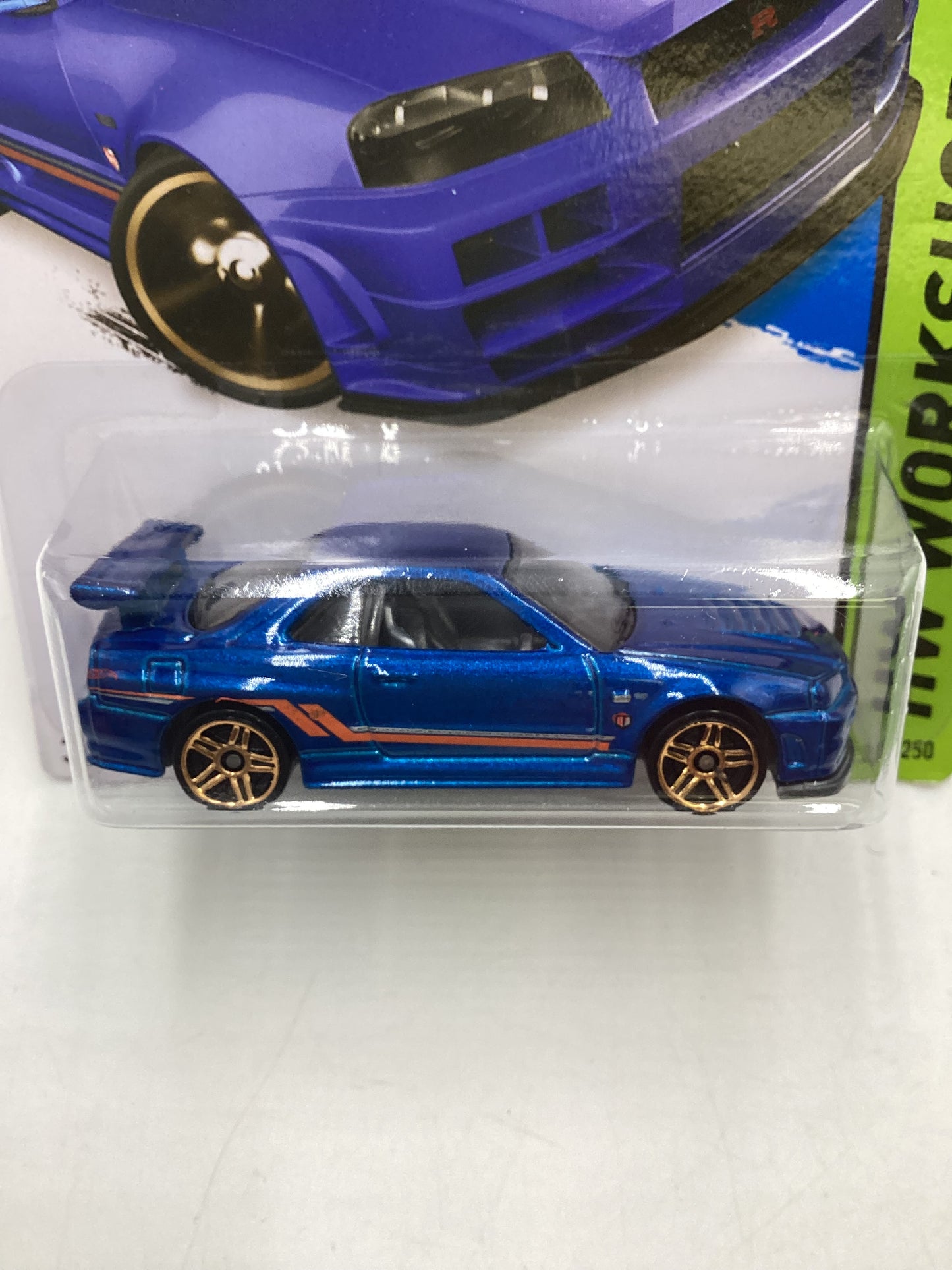 2014 Hot Wheels #230 Nissan Skyline GT-R (R34) Blue W/protector