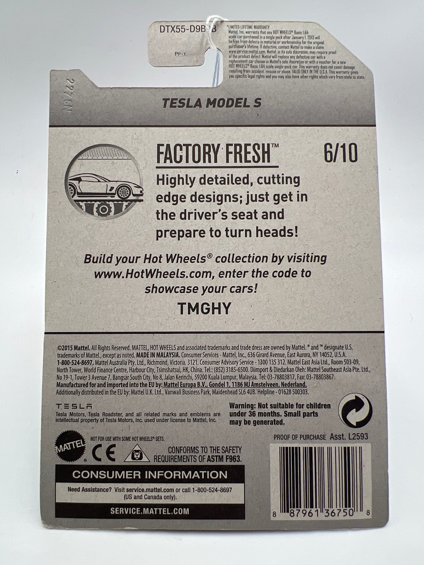 2017 Hot Wheels Factory Fresh #43 Tesla Model S Black
