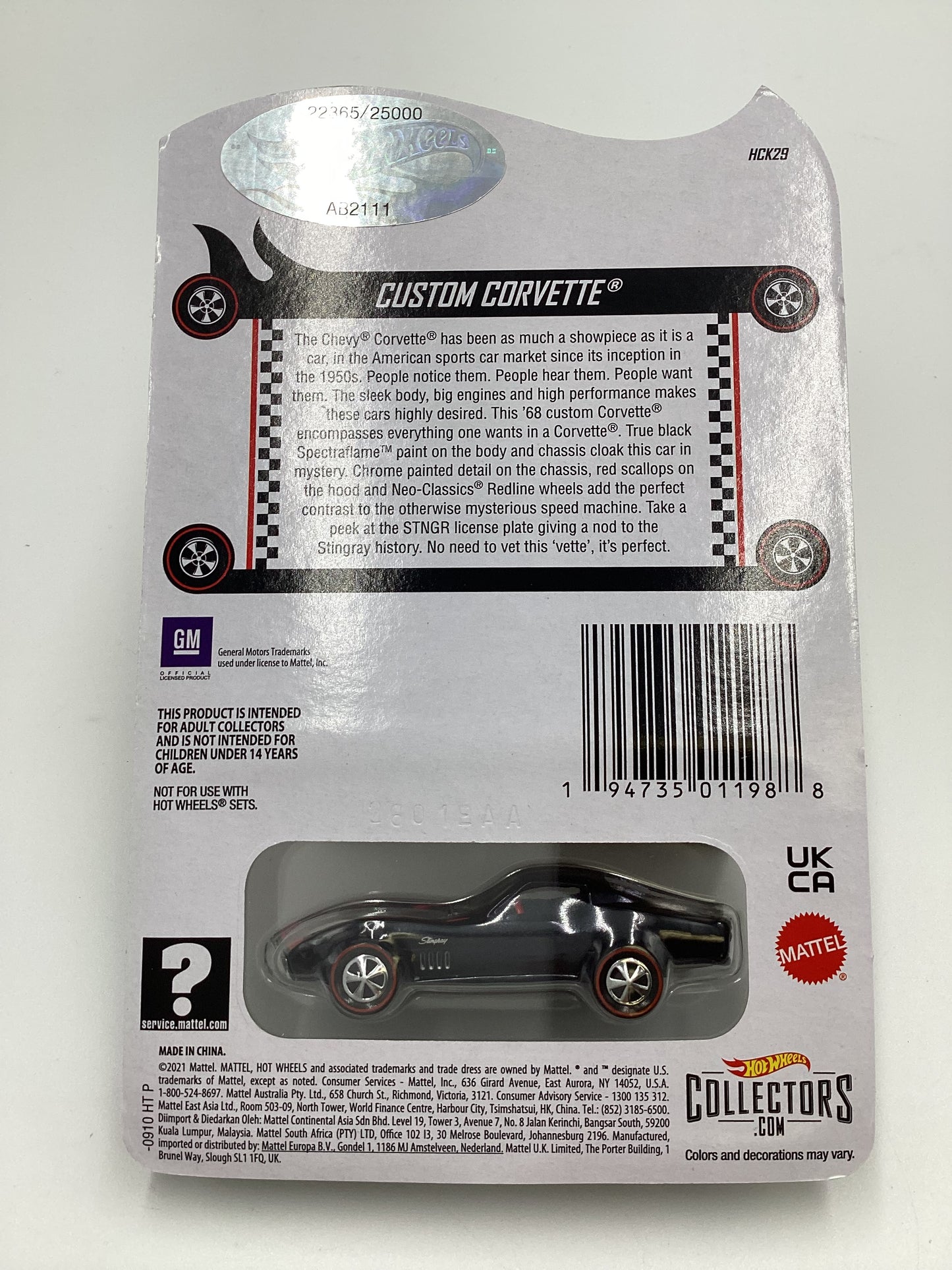 2022 Hot Wheels RLC #22365/25000 Custom Corvette Black