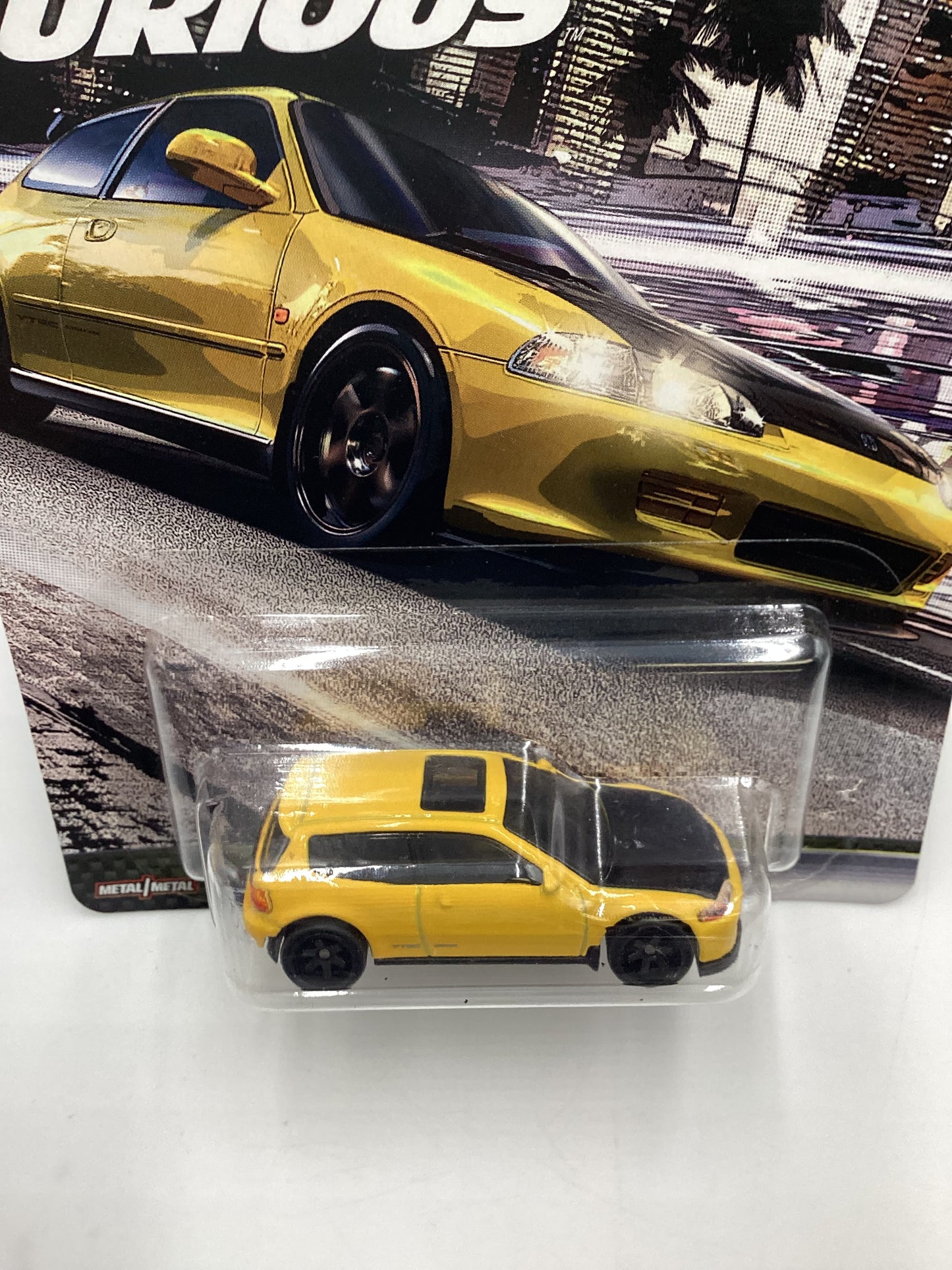 Hot Wheels Premium  Fast & Furious Fast Tuners #4 Honda Civic EG Yellow W/Protector