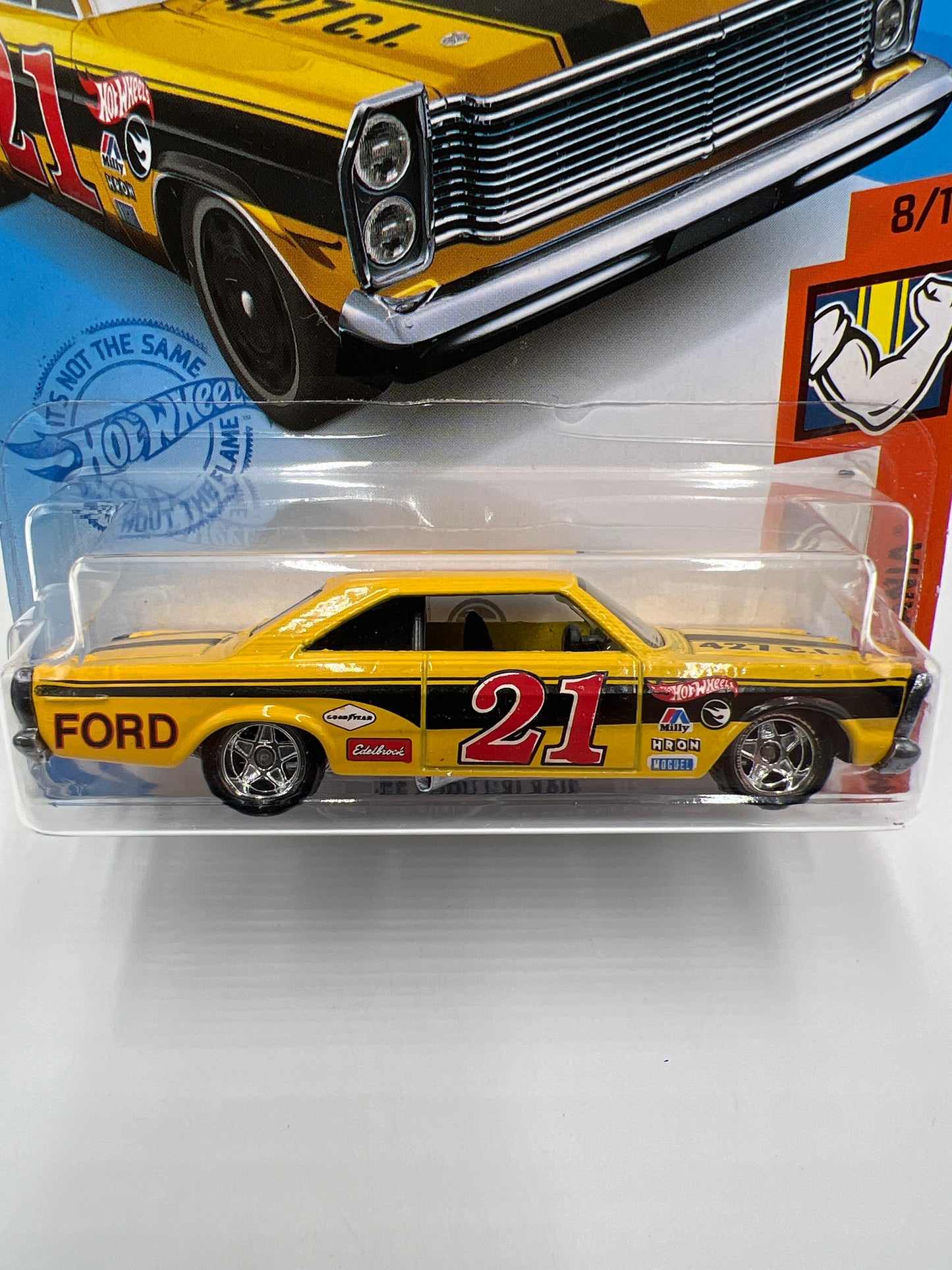 Hot Wheels Treasure Hunt 65 Ford Galaxie Yellow Wheel Swap Custom On Card W/Protector SR