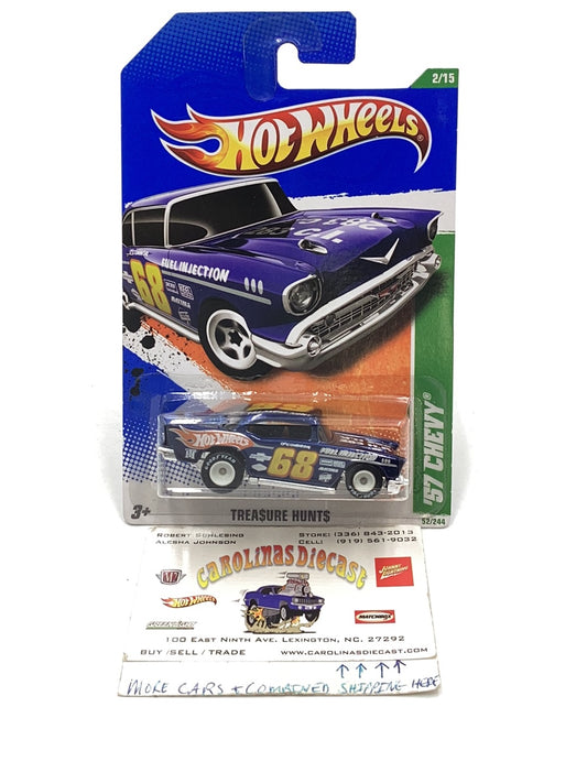 2011 hot wheels #52 Super treasure hunt 57 Chevy W/ protector