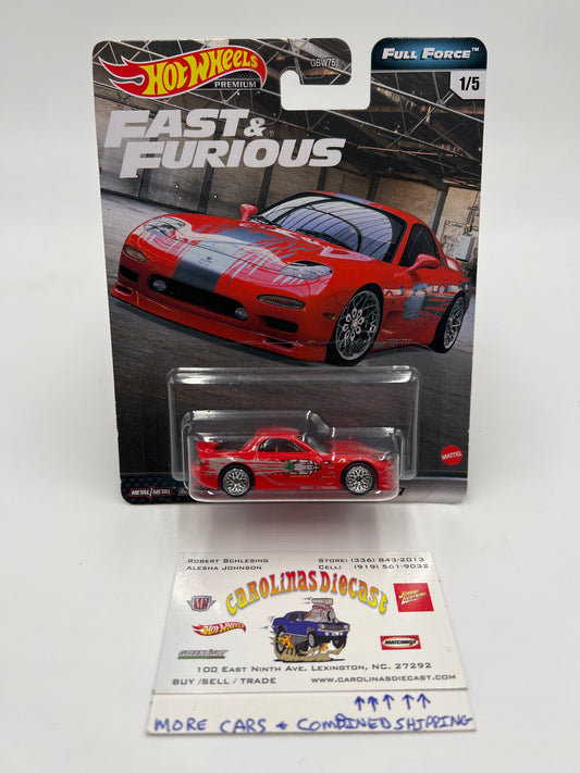 Hot Wheels Fast & Furious Full Force #1 95 Mazda RX-7 Red W/Protector 2