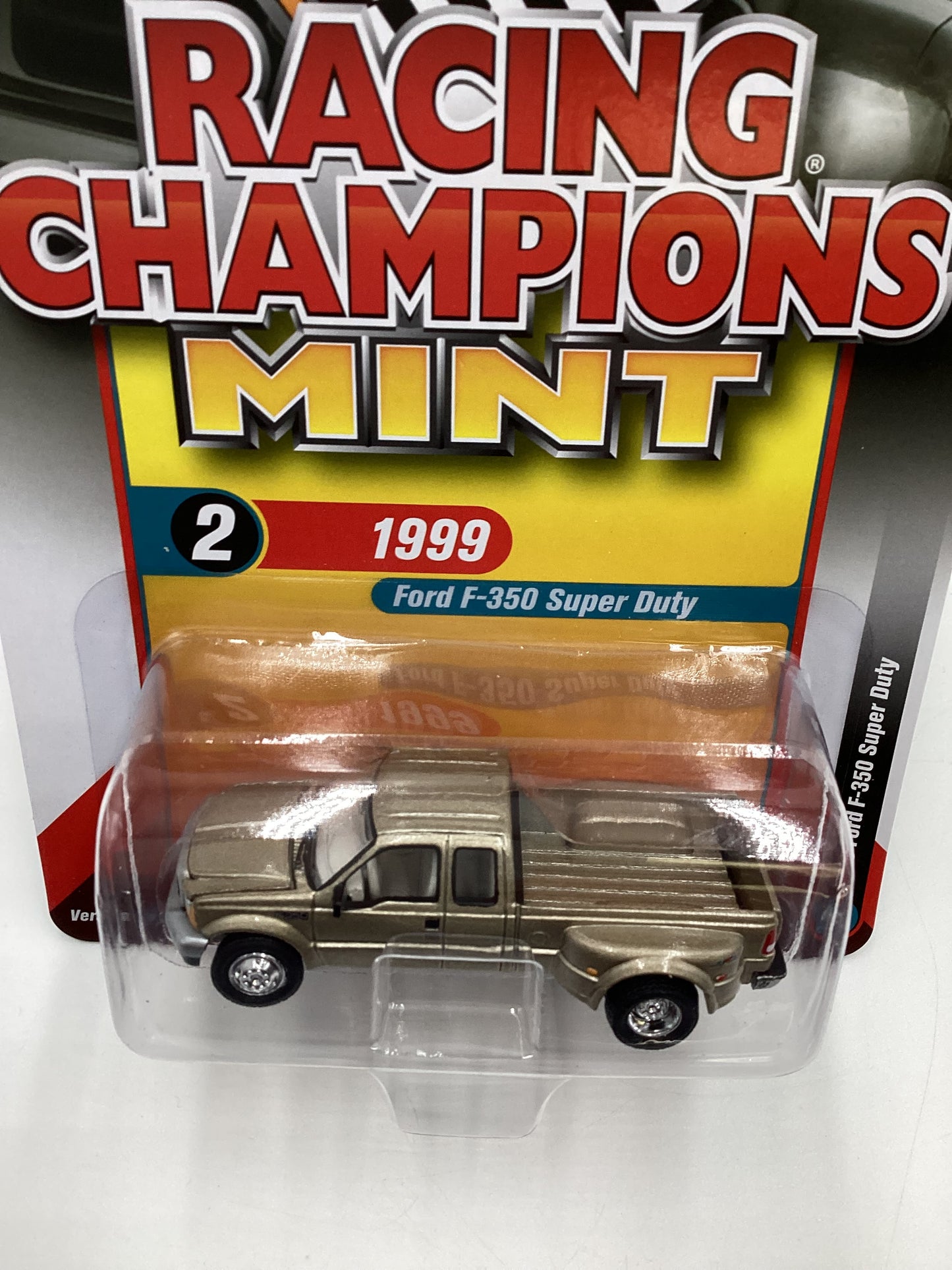 Racing Champions Mint #2 Release 1 Version B 1999 Ford F-350 Super Duty Dually Gold