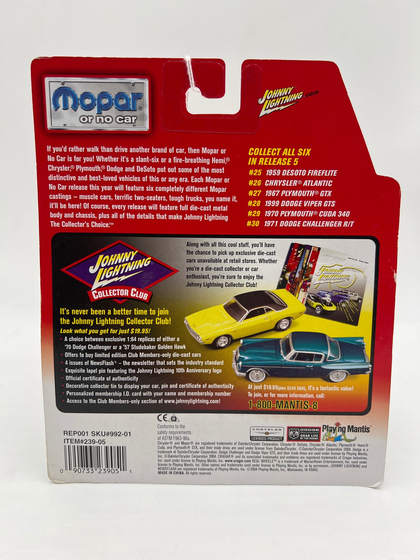 Johnny Lightning White Lightning Chase Mopar Or No Car #29 1970 Plymouth Cuda 340 White