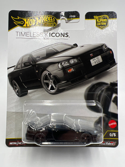 Hot Wheels Premium Car Culture Timeless Icons CHASE #0 Nissan Skyline GT-R V-Spec II BNR34 Black W/Protector