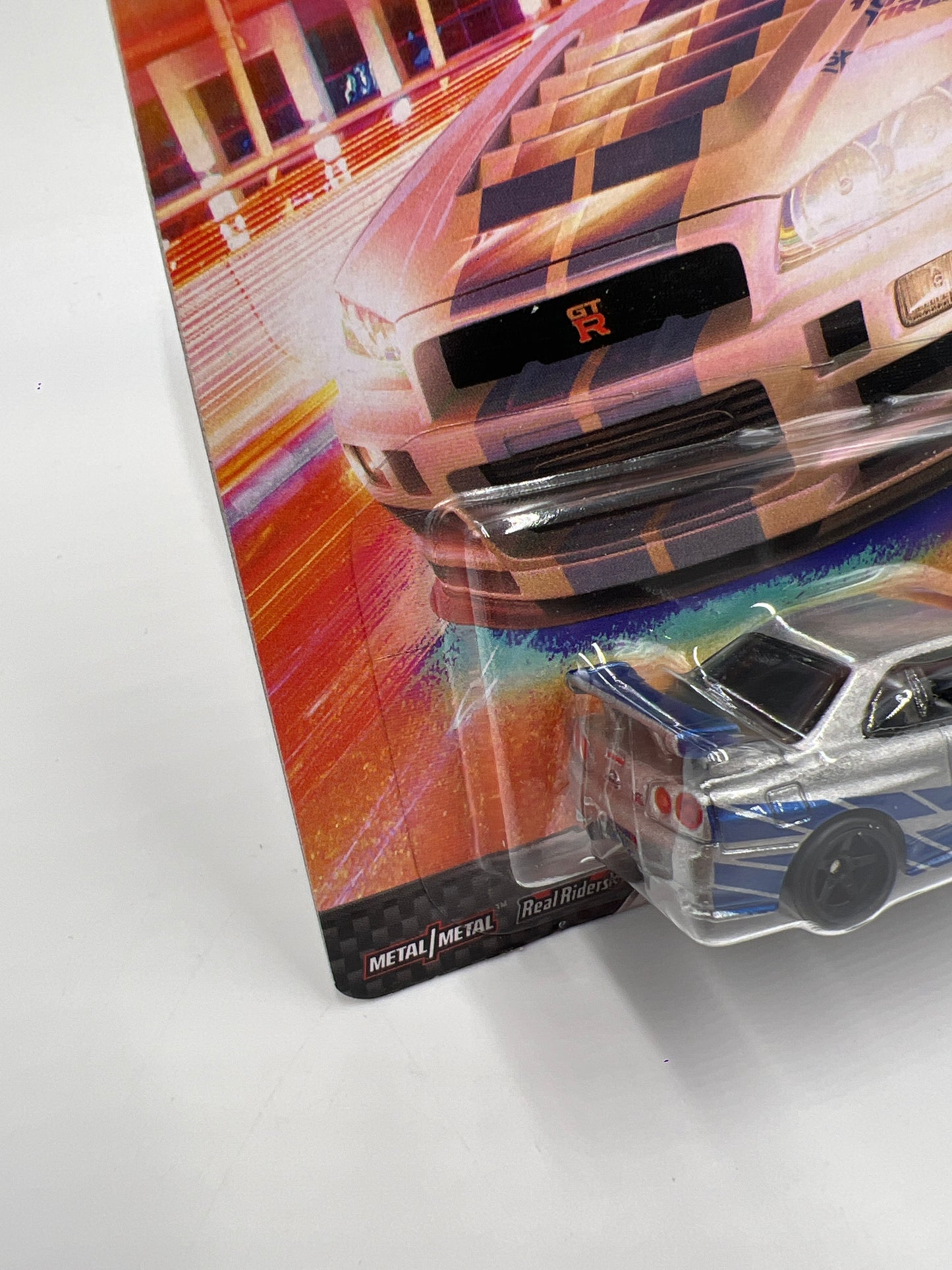 Hot Wheels Premium Fast & Furious #4 Nissan Skyline GT-R BNR34 Silver/Blue W/Protector