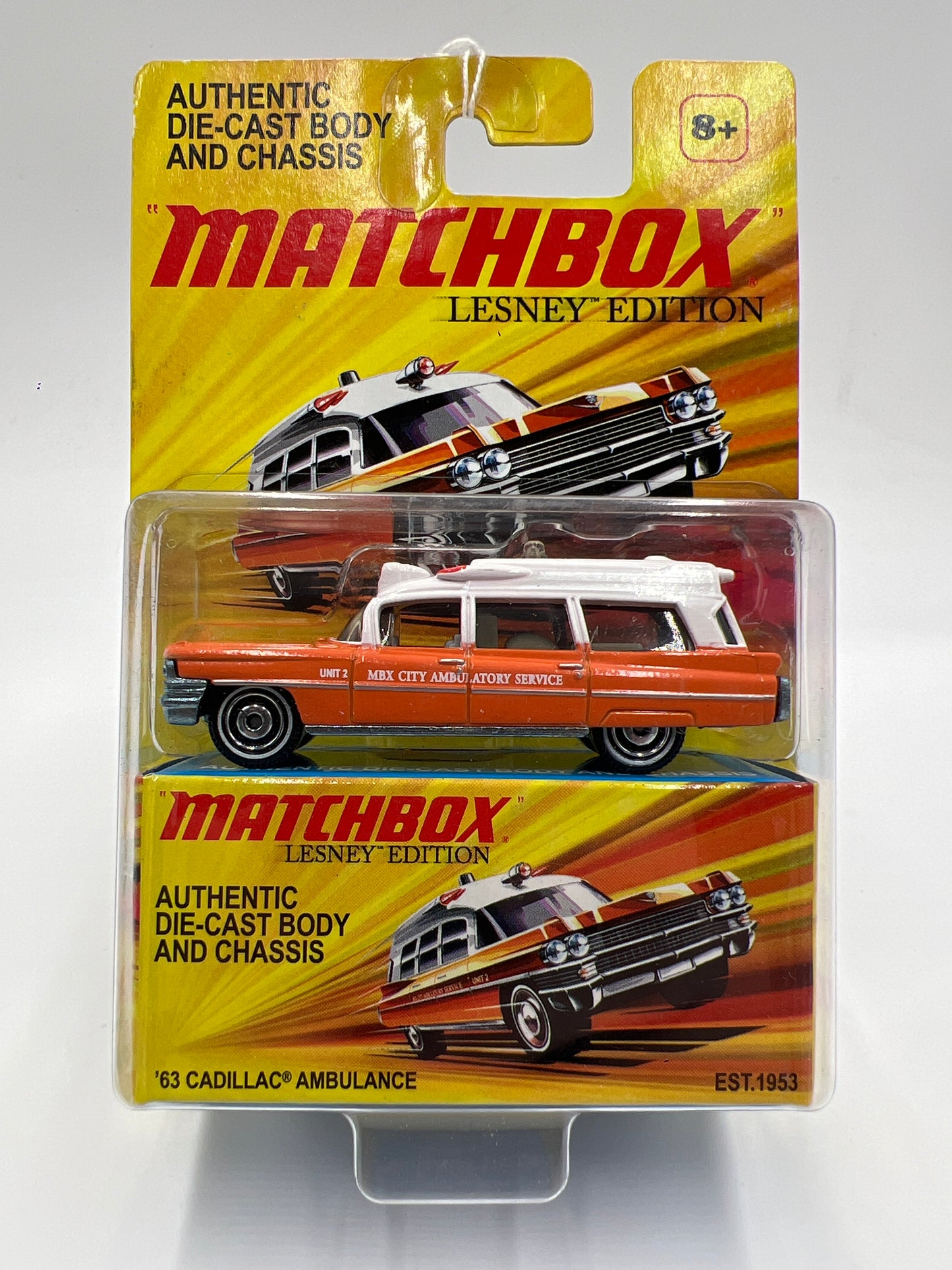 Matchbox Lesley Edition 63 Cadillac Ambulance Orange/White