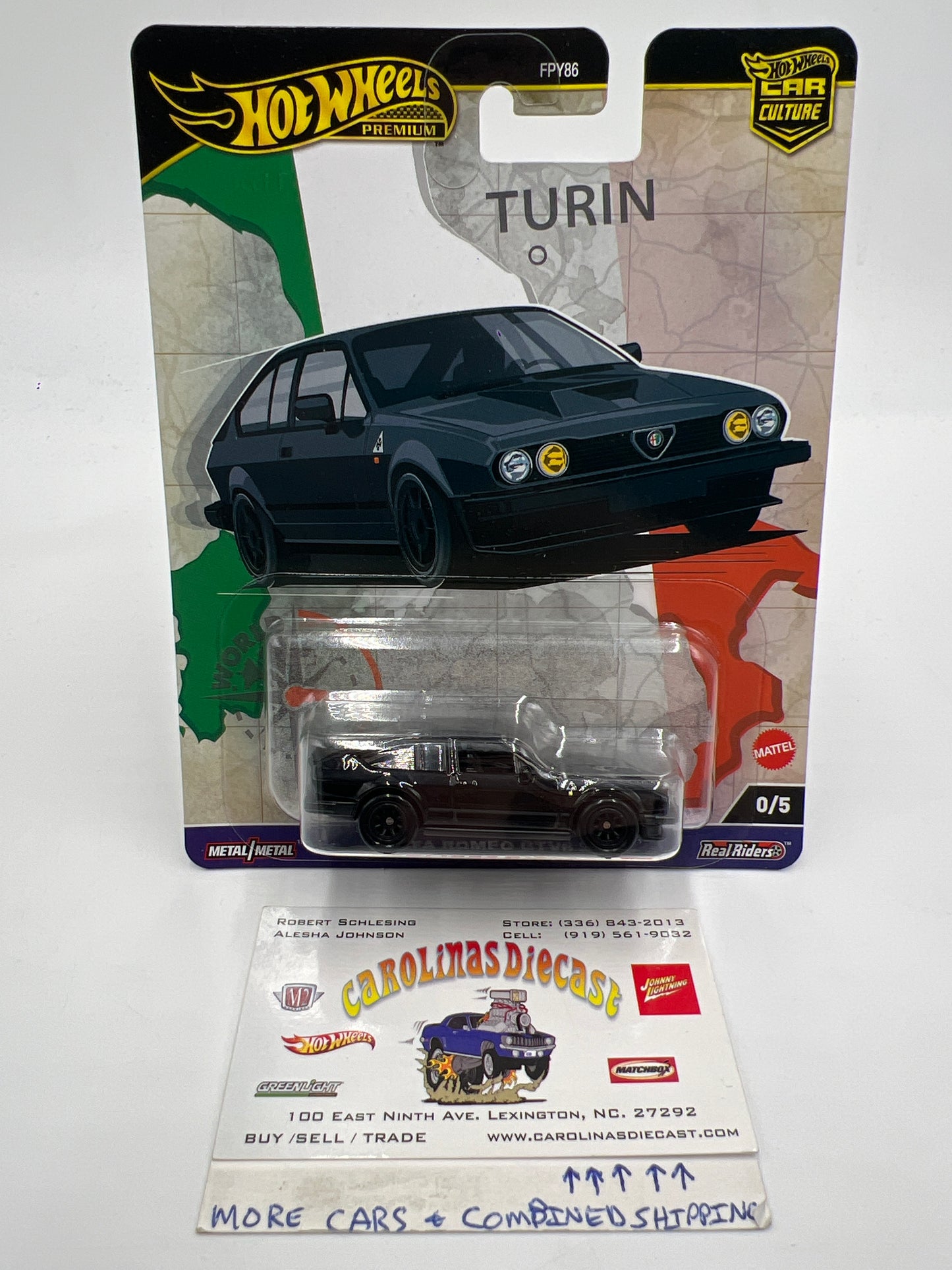 2024 Hot Wheels Premium World Tour Chase #0 Alfa Romeo GTV6 3.0 Black W/Protector