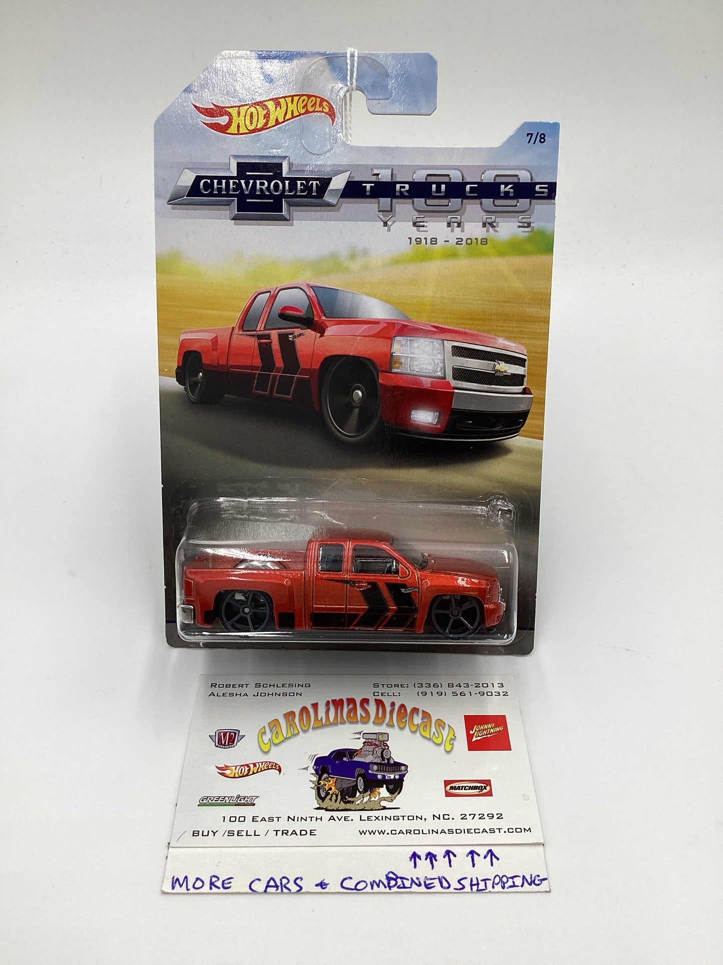 Hot Wheels Walmart 100 Years Chevy #7 Chevy Silverado Red 161J