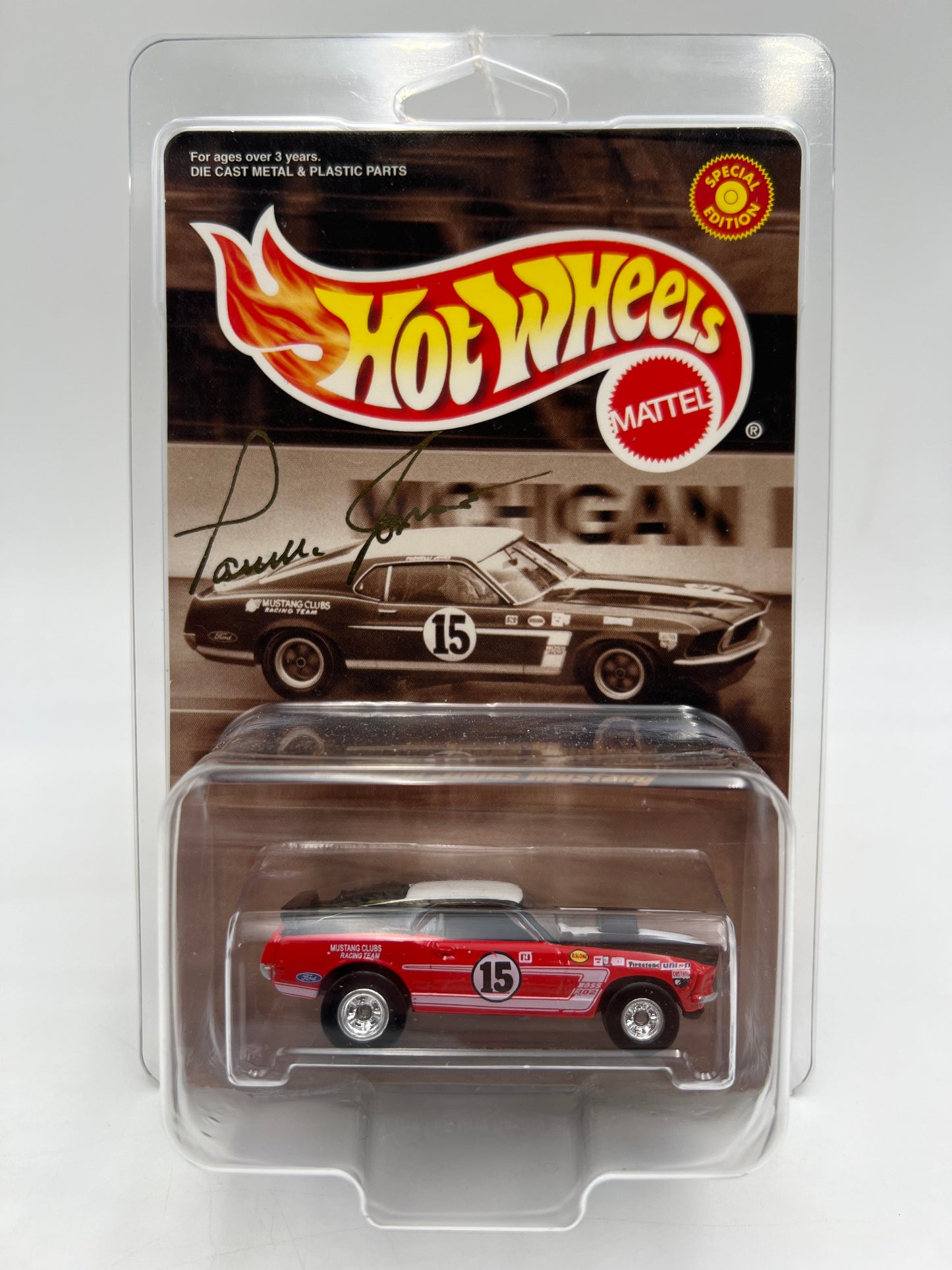 Hot Wheels Special Edition Parnelli Jones 70 Mustang Mach 1 Red W/Protector