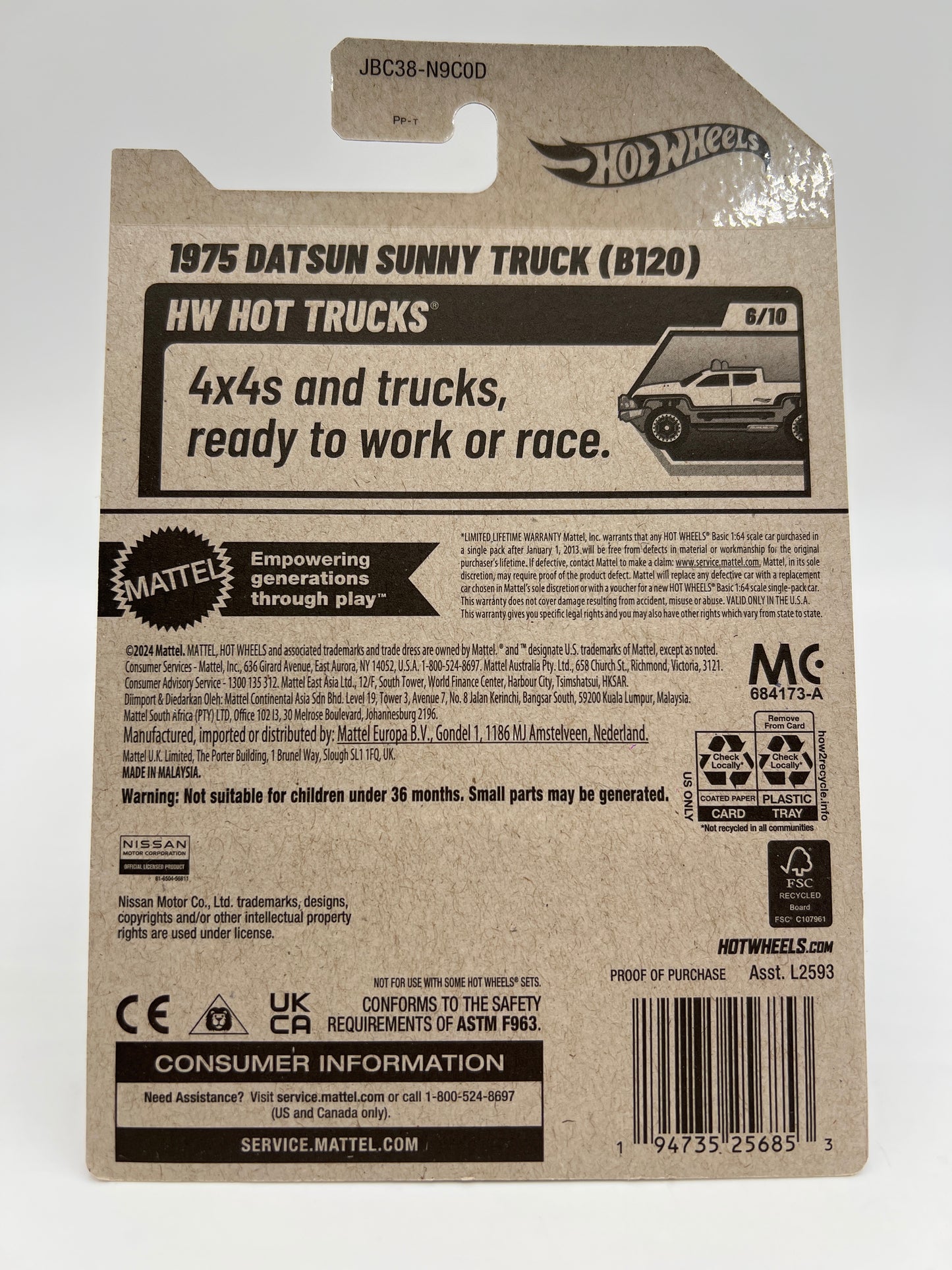 2025 Hot Wheels D Case Super Treasure Hunt #93 1975 Datsun Sunny Truck B120 Blue W/Protector