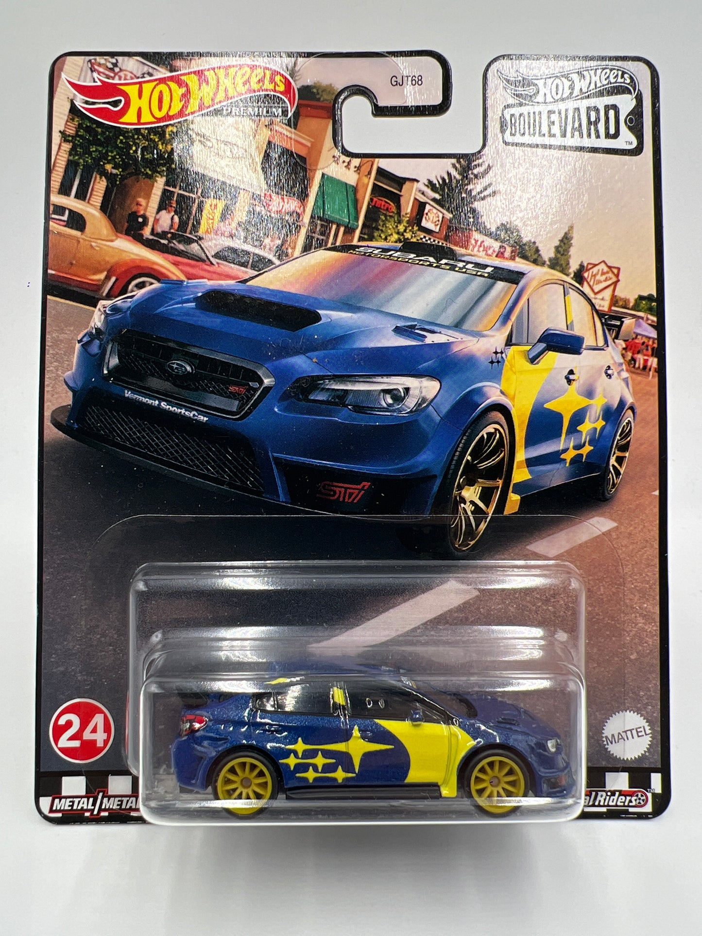 Hot Wheels Premium Boulevard #24 2019 Subaru WRX STI Blue/Yellow W/Protector