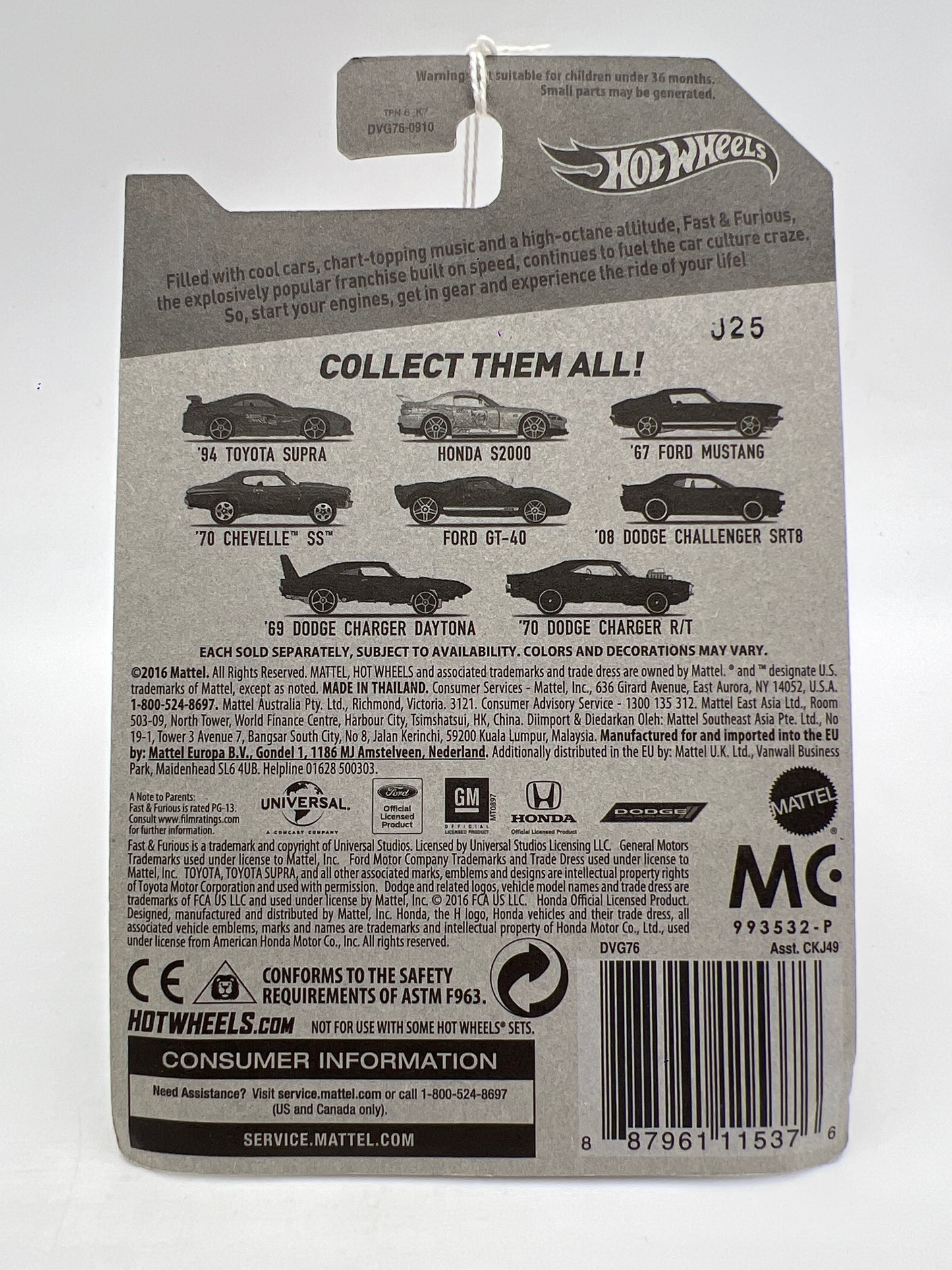 Hot Wheels Fast and Furious #3 67 Ford Mustang Green 71H