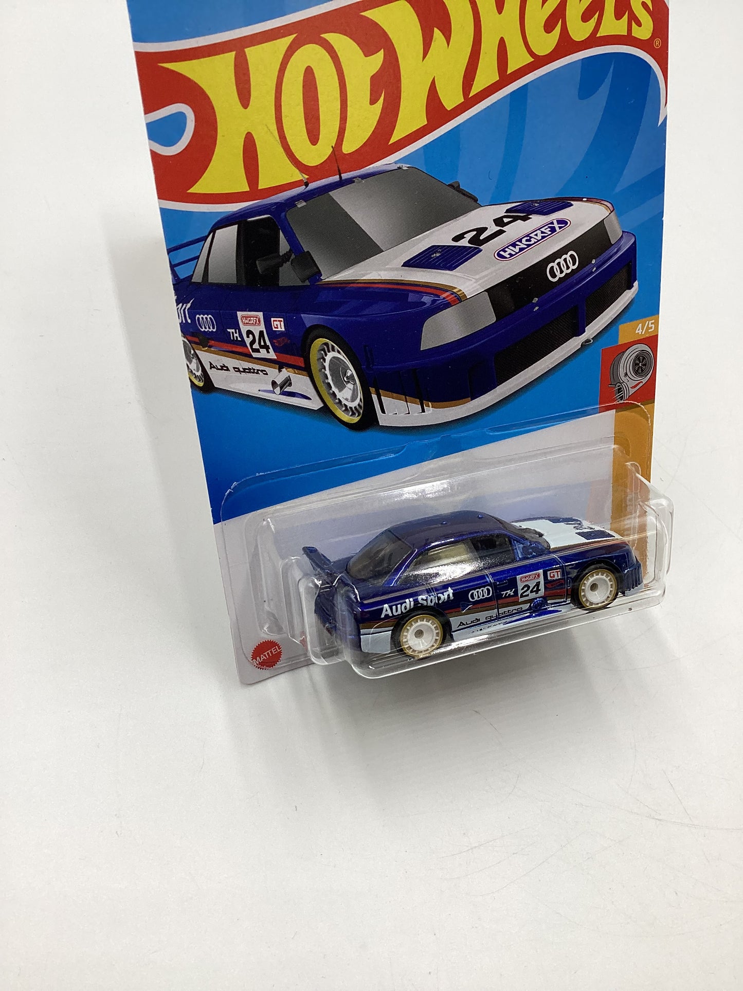 2024 Hot Wheels #144 Super Treasure Hunt Audi 90 Quattro Blue W/Protector International Card