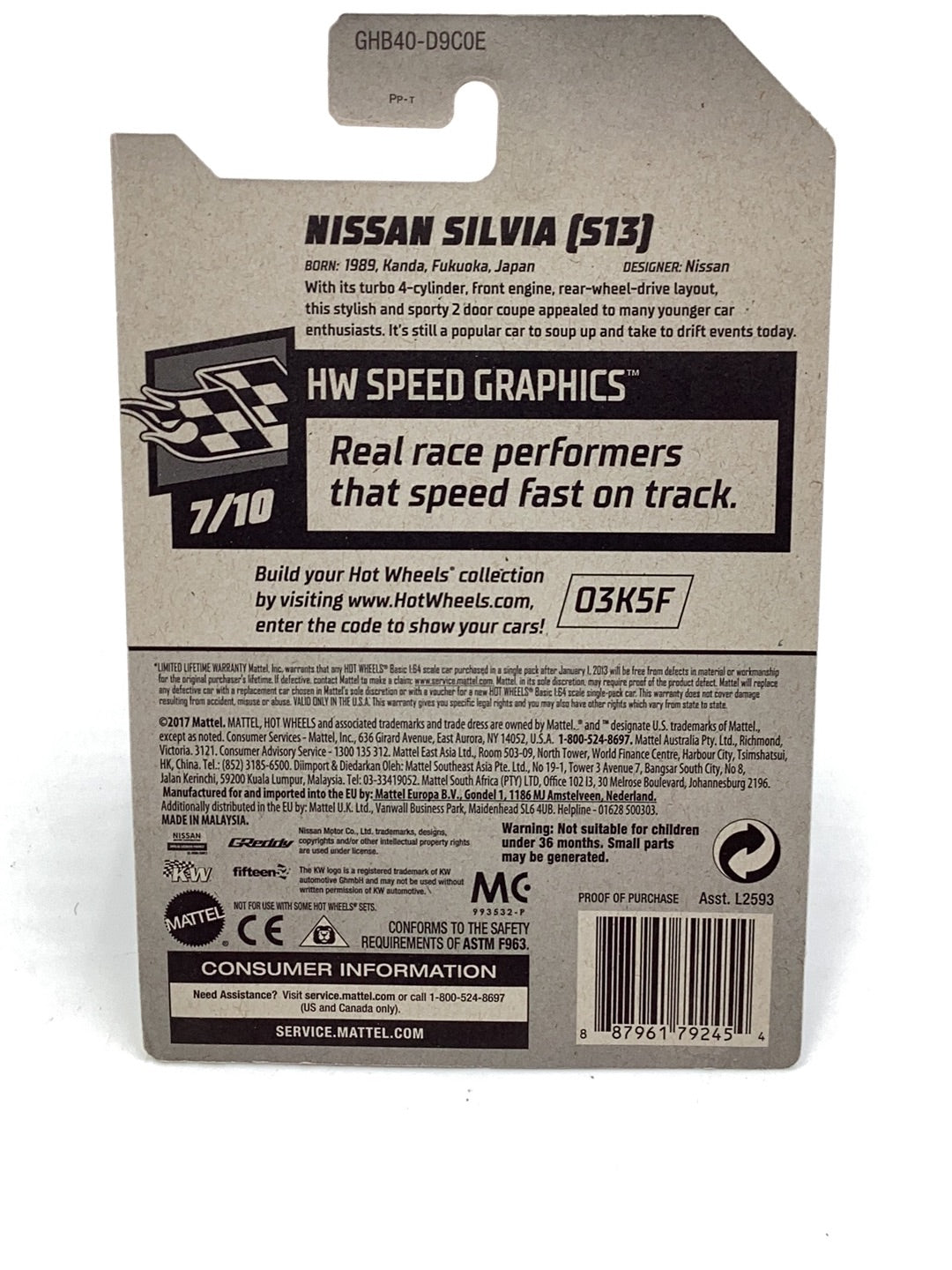 2020 hot wheels #111 Nissan Silvia (S13) grey 82B