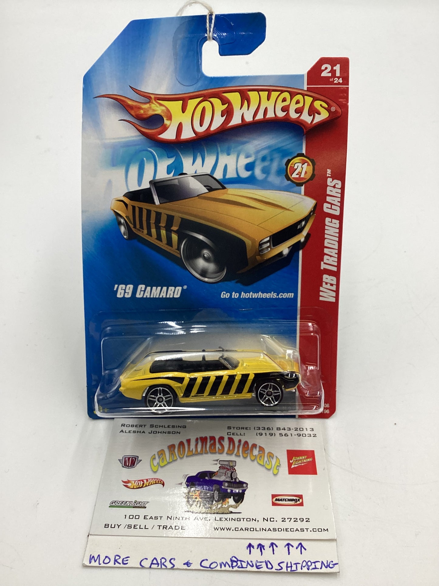 2008 Hot Wheels Web Trading Cars #97 69 Camaro Yellow (Chrome Base) 11D